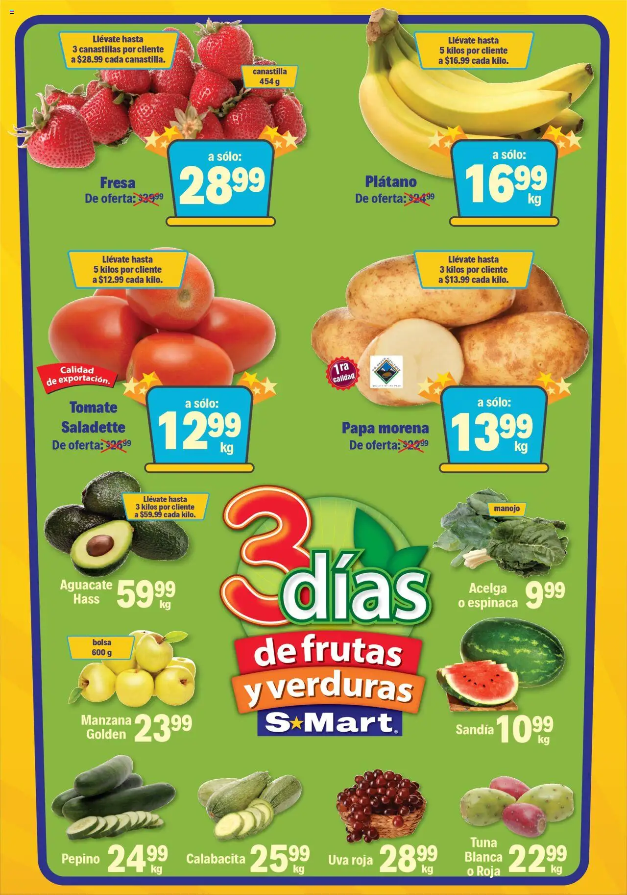 Nuevas ofertas de S-Mart válidas en toda la República Mexicana desde el 23.09.2025. ¡Encuentra las mejores ofertas en S-Mart - Folleto - Nuevo Laredo! | Página: 1 | Productos: Fresa, Plátano, Tomate, Uva
