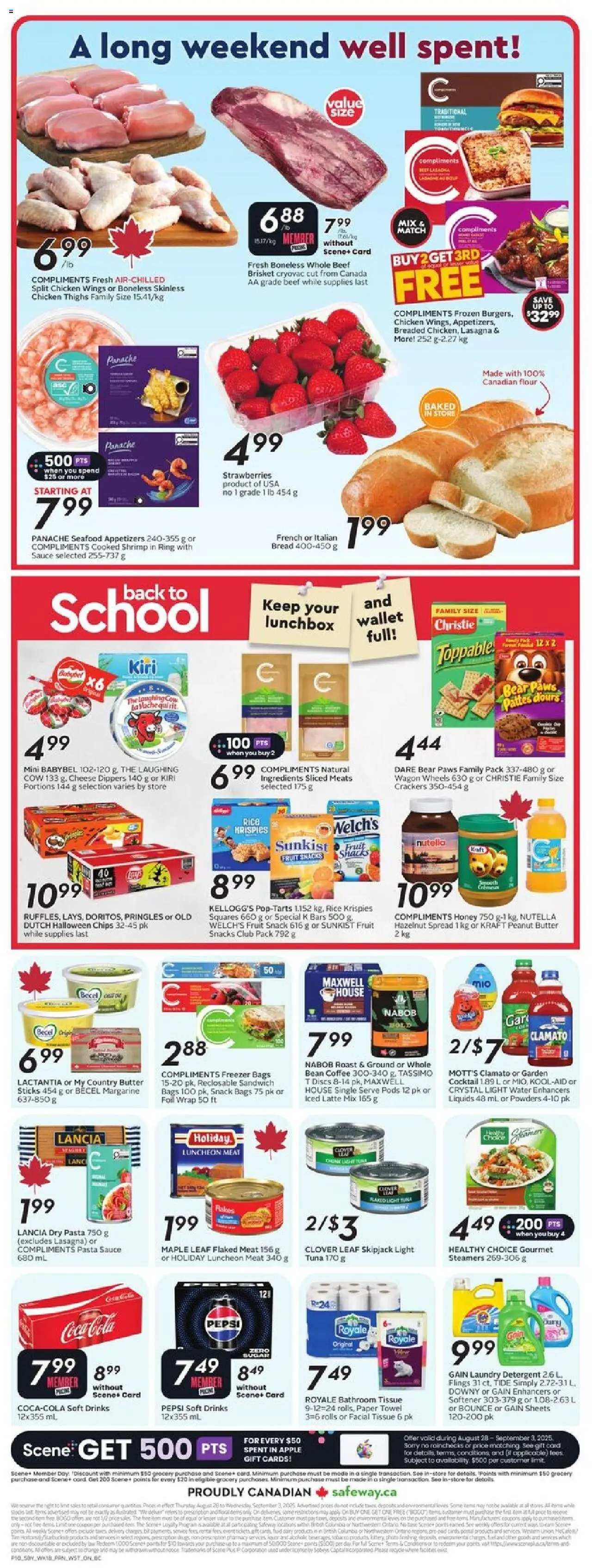 Safeway flyer valid from 28.08.2025 | Page: 4 | Products: Rice, Strawberries, Flakes, Detergent