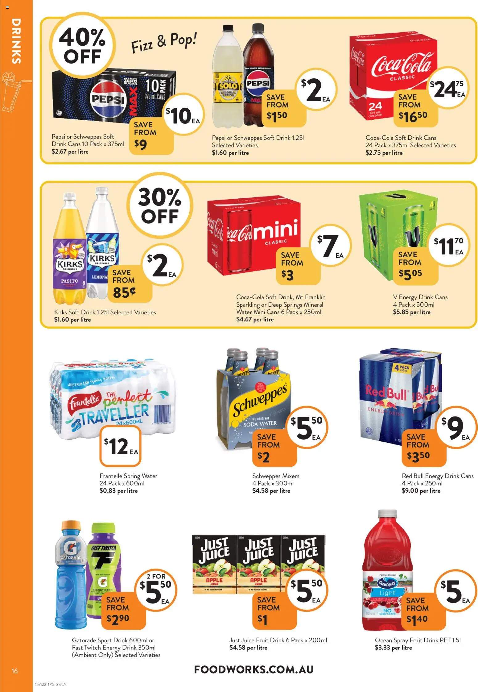 Foodworks catalogue - valid from 17.12.2025 | Page: 16 | Products: Light, Energy drink, Pepsi, Water
