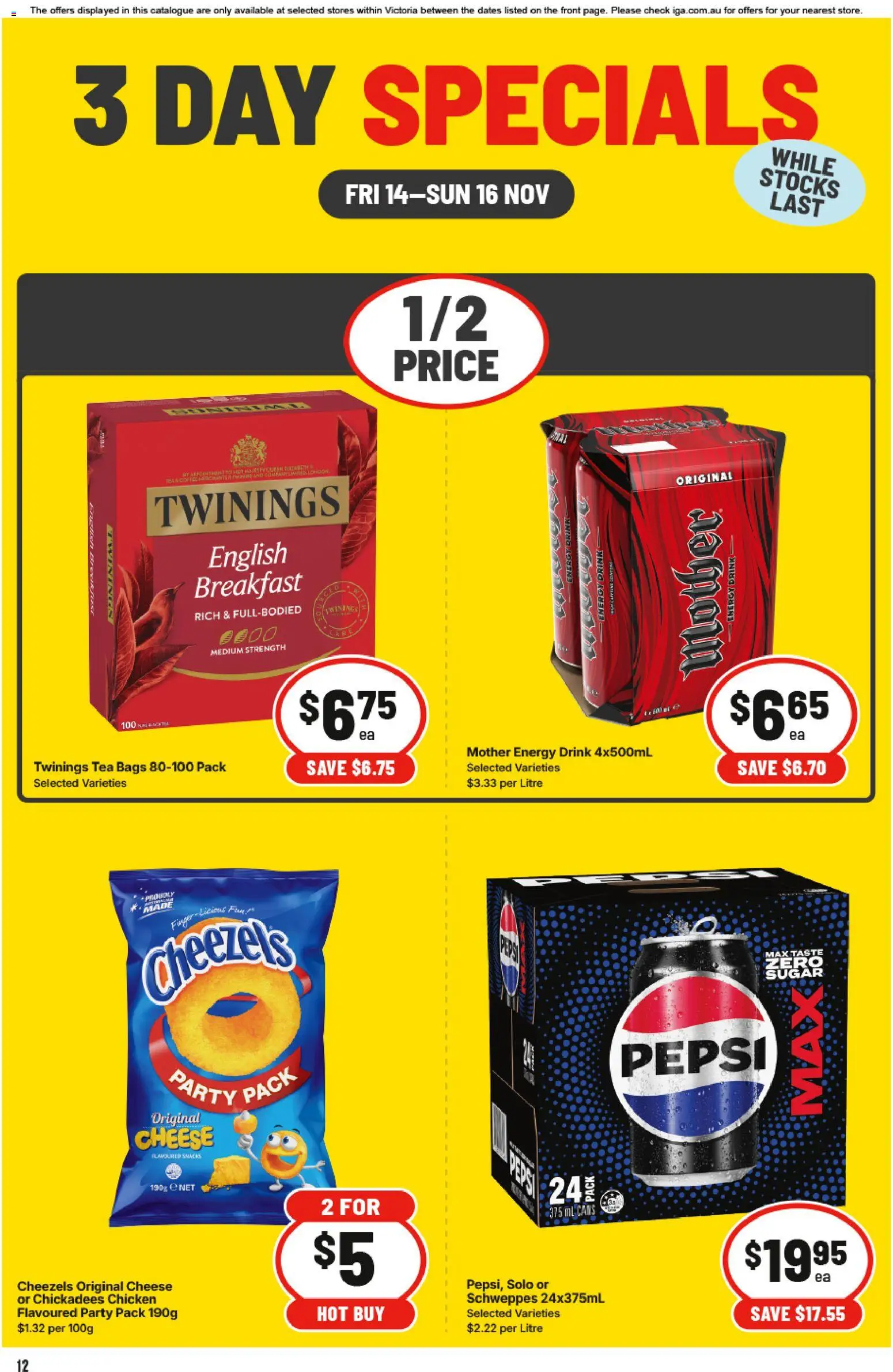 IGA catalogue - valid from 14.11.2025 | Page: 2 | Products: Cheese, Chicken, Tea, Pepsi