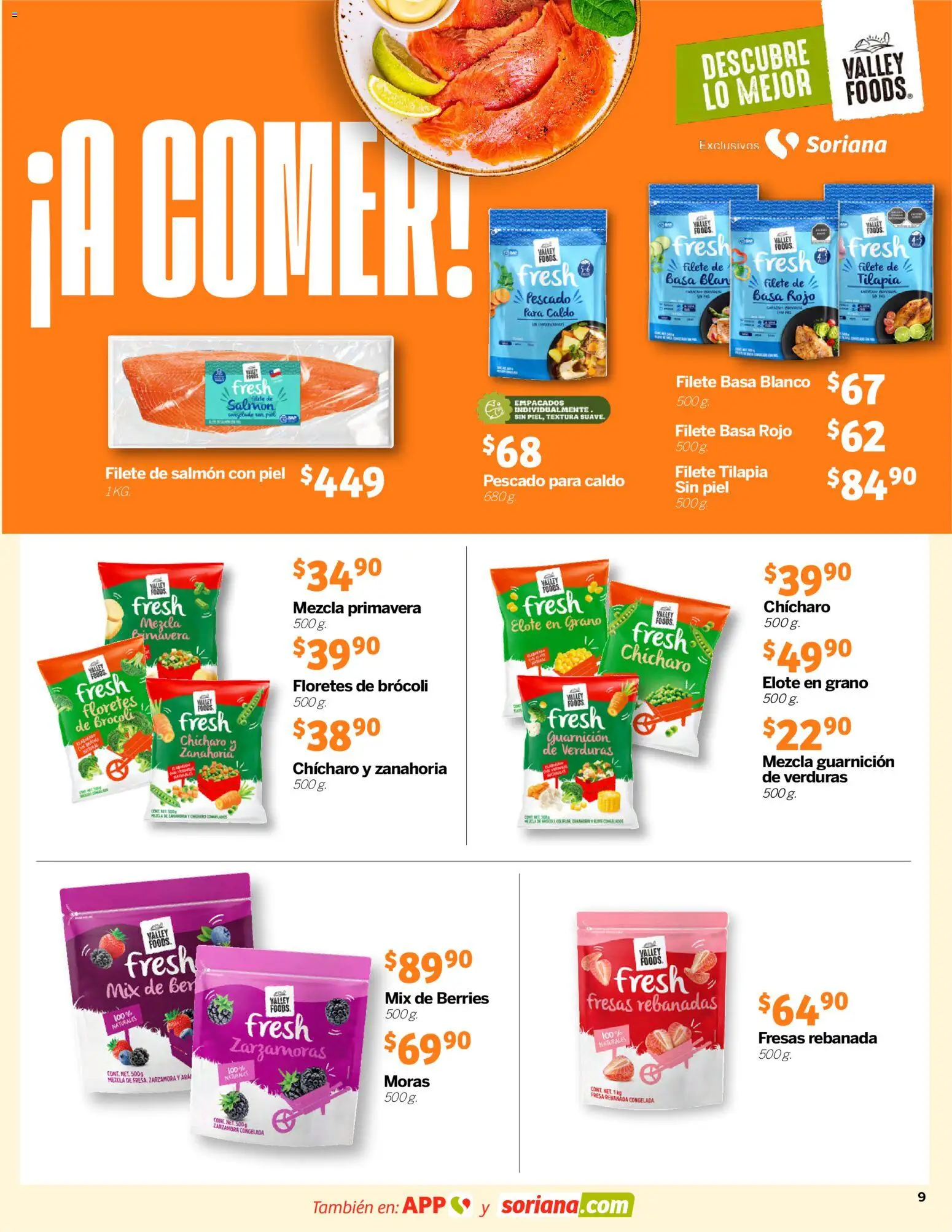 Nuevas ofertas de Soriana válidas en toda la República Mexicana desde el 26.03.2026. ¡Encuentra las mejores ofertas en Soriana Descubre lo mejor Mercado Nacional! | Página: 9 | Productos: Brocoli, Fresas, Chícharo, Zanahoria