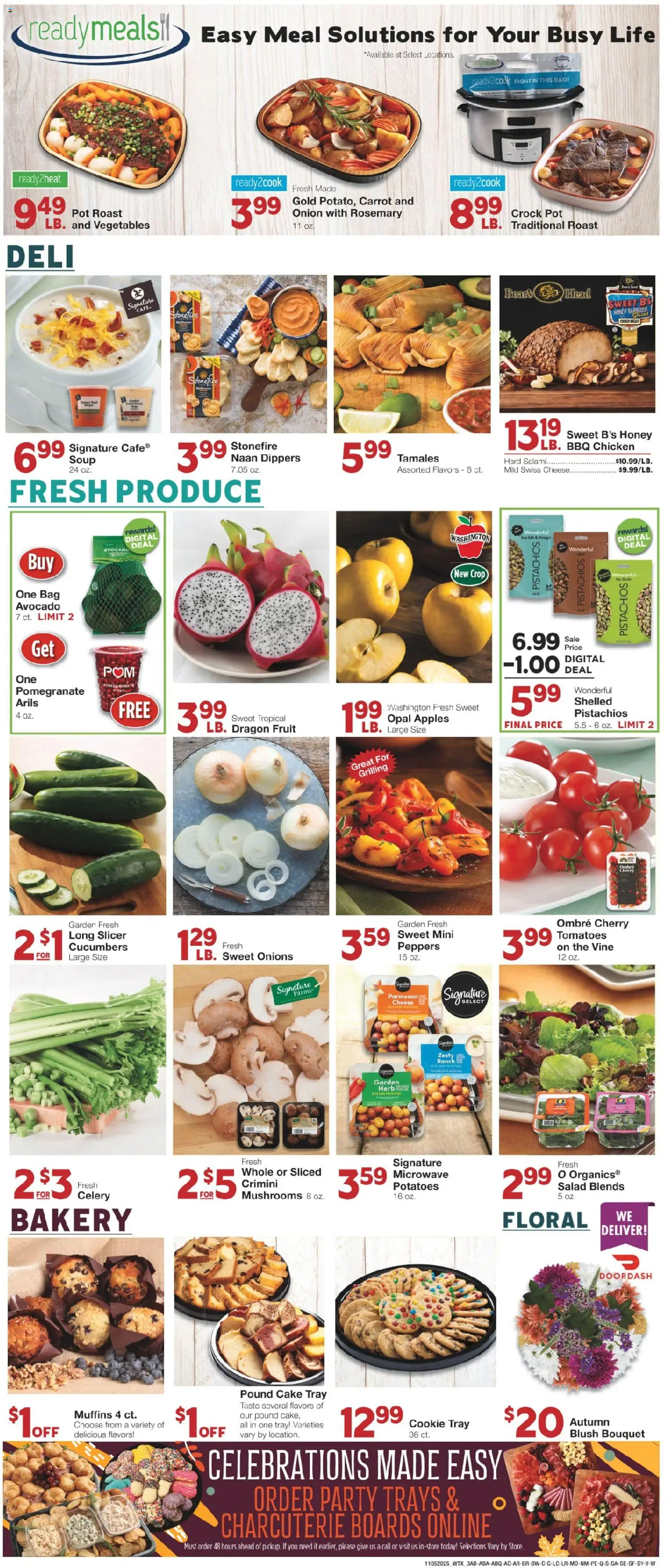 United Supermarkets Weekly Ad - valid from 04.11.2025 | Page: 3 | Products: Tomatoes, Carrot, Avocado, Bag