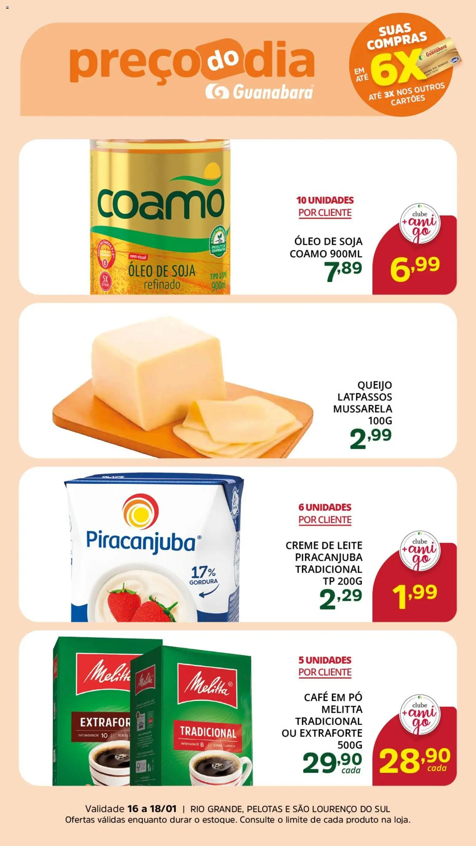 Supermercado Guanabara Folheto - válido de 16.01.2026 | Página: 3 | Produtos: Queijo, Óleo, Café, Mussarela