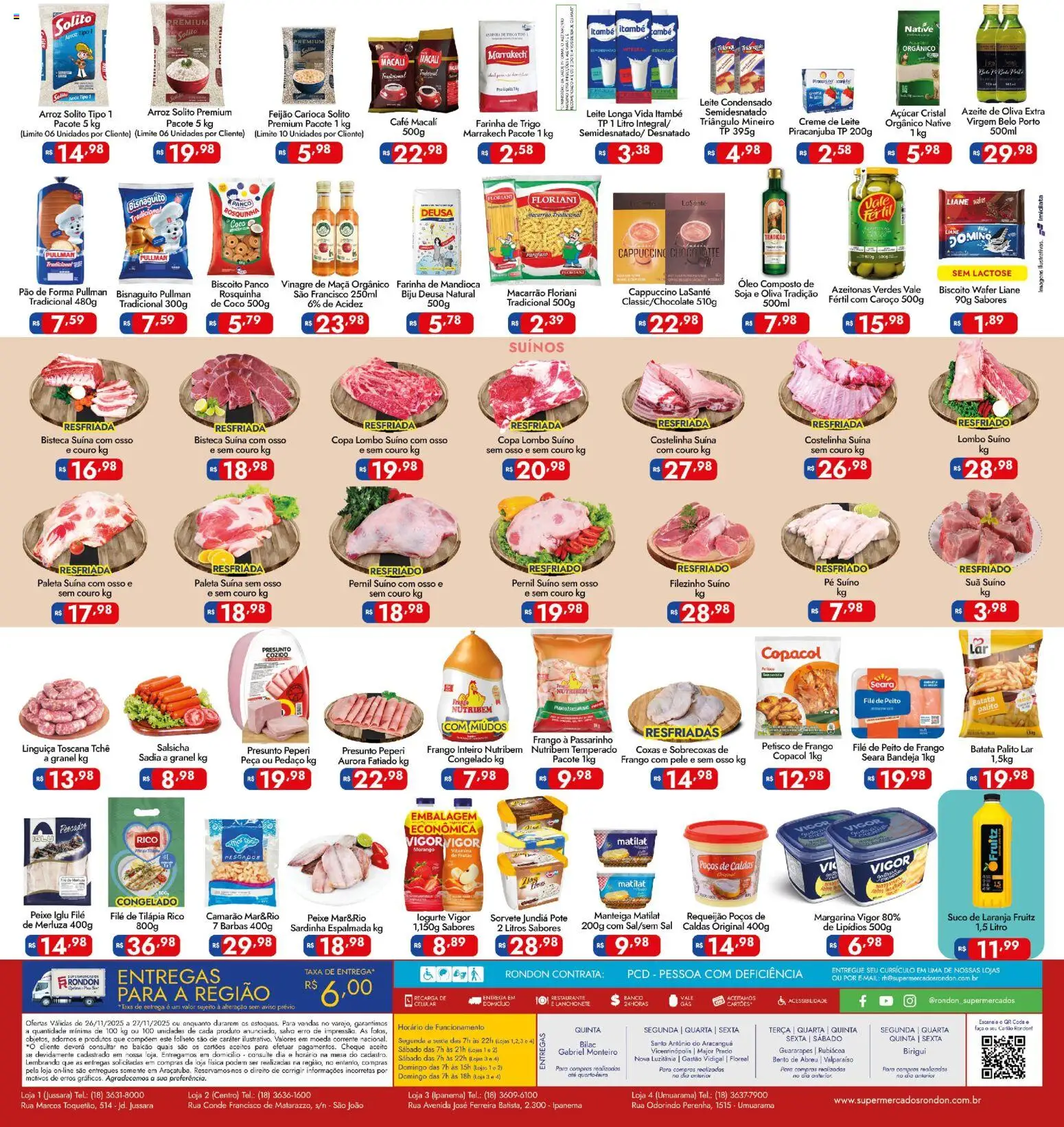Supermercados Rondon Folheto - válido de 26.11.2025 | Página: 2 | Produtos: Linguiça, Leite, Pão, Sorvete