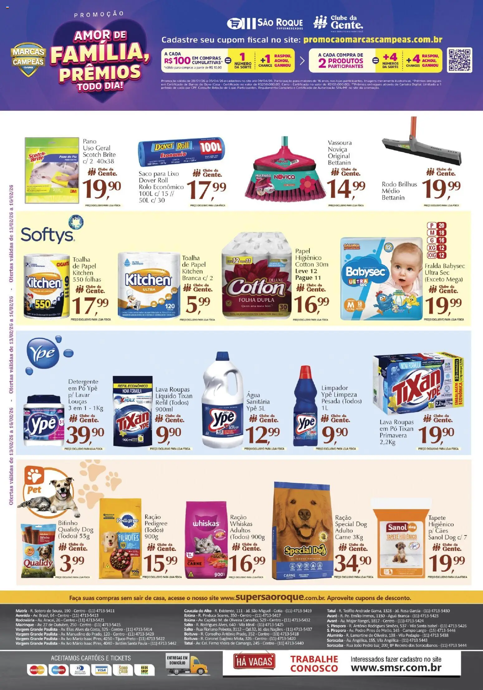 São Roque Supermercados Folheto - válido de 13.02.2026 | Página: 7 | Produtos: Rolo, Detergente, Tapete higiênico, Vassoura