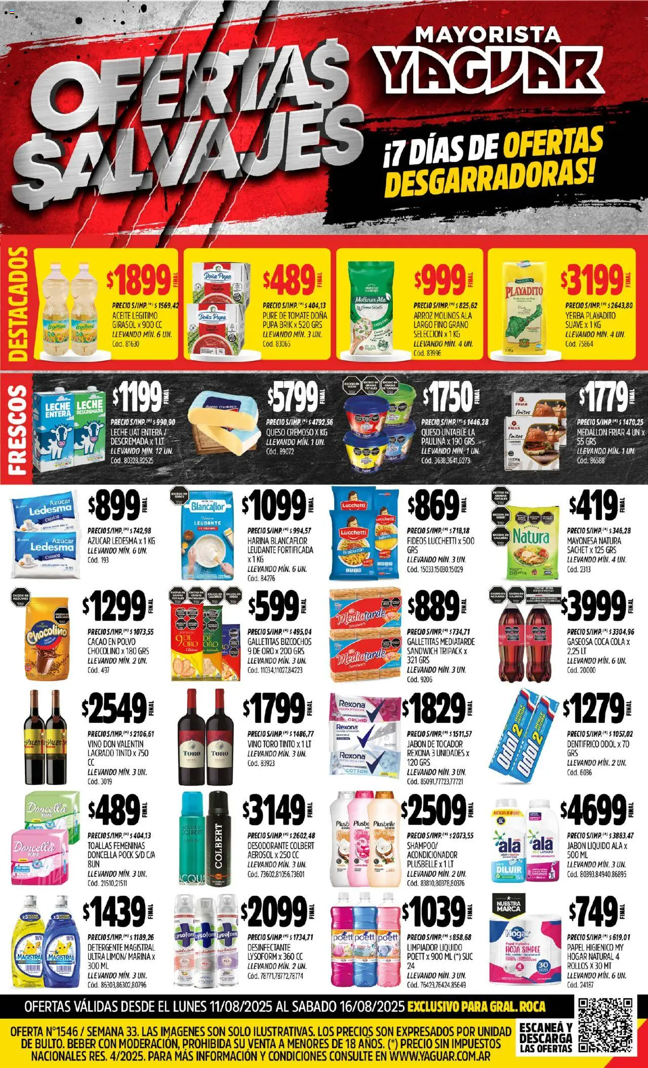 Yaguar - General Roca │ válido desde el 11.08.2025 | Página: 1 | Productos: Papel higiénico, Azucar, Yerba, Limpiador