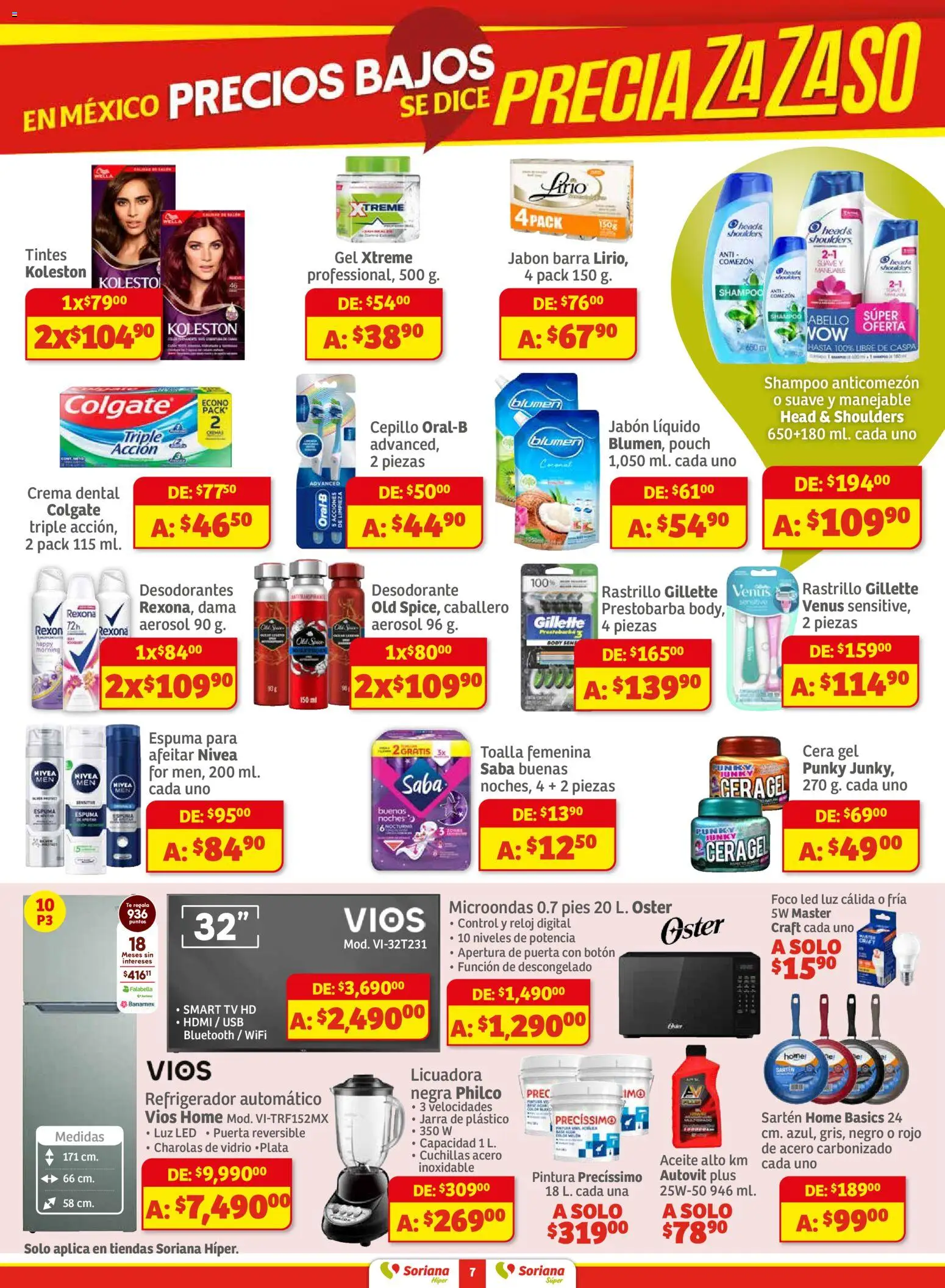 Nuevas ofertas de Soriana válidas en toda la República Mexicana desde el 27.11.2025. ¡Encuentra las mejores ofertas en Soriana - Preciazazaso Híper: Ags, Col, Gto, Jal, Mich! | Página: 7 | Productos: Crema, Cera, Foco, Jarra