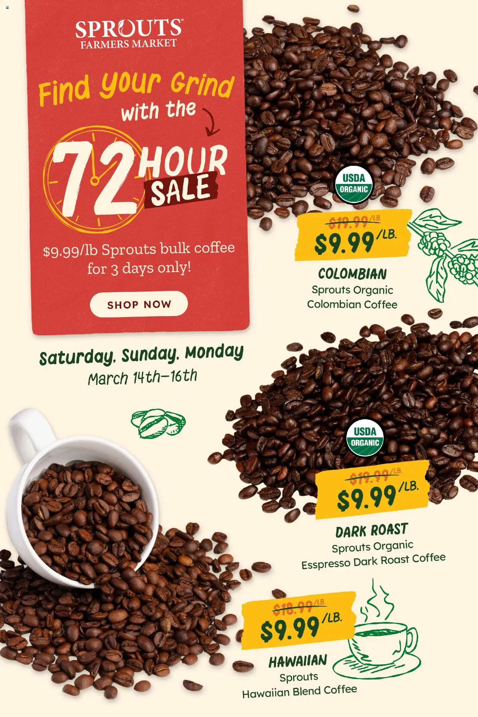 Sprouts Weekly Ad - valid from 11.03.2026 | Page: 1 | Products: Coffee
