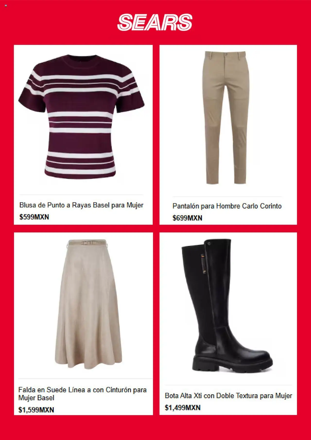 Nuevas ofertas de Sears válidas en toda la República Mexicana desde el 23.09.2025. ¡Encuentra las mejores ofertas en Sears - Promociones! | Página: 2 | Productos: Blusa, Cinturón, Falda