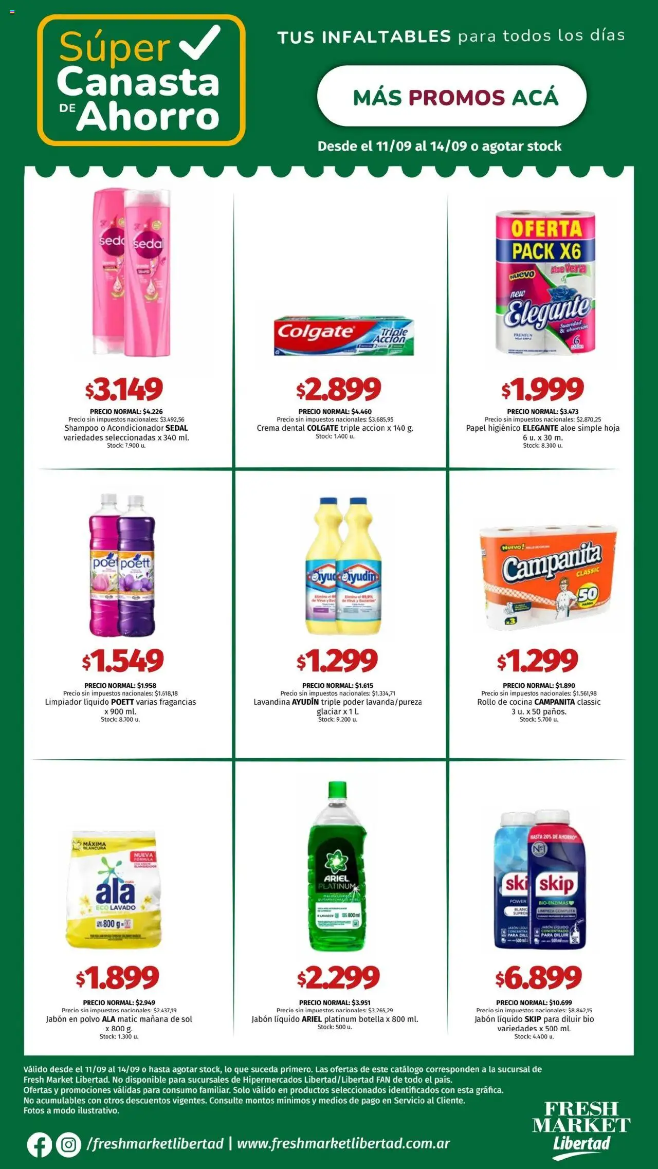 Hipermercado Libertad - Canasta - DOT │ válido desde el 11.09.2025 | Página: 4 | Productos: Botella, Acondicionador, Jabón, Canasta