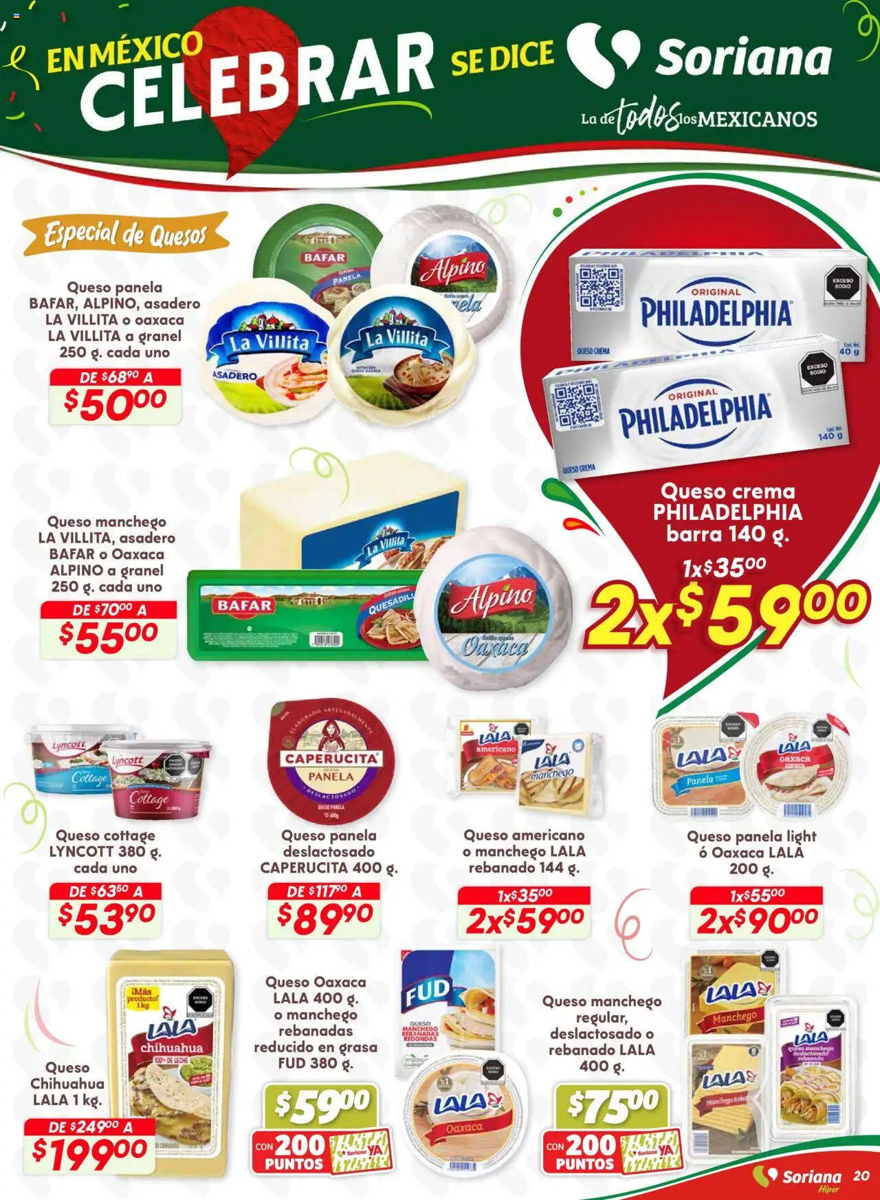 Nuevas ofertas de Soriana válidas en toda la República Mexicana desde el 28.08.2025. ¡Encuentra las mejores ofertas en Soriana - Preciazazaso Híper: Valle de México! | Página: 20 | Productos: Crema, Bolso, Leche, Queso cottage
