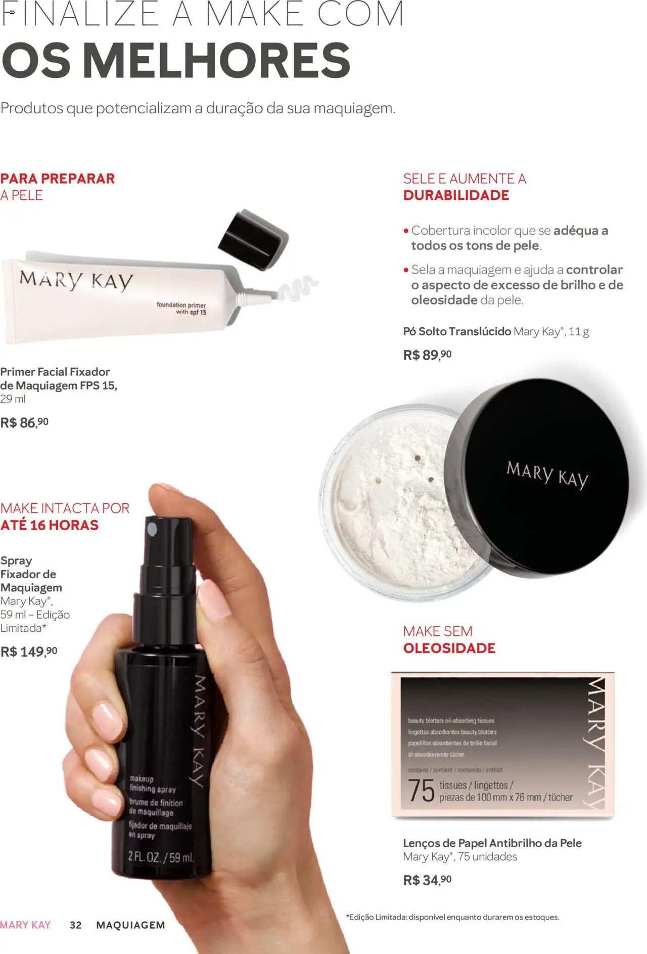 Mary Kay Folheto - válido de 01.07.2025 | Página: 32 | Produtos: Maquiagem, Pó, Primer, Fixador
