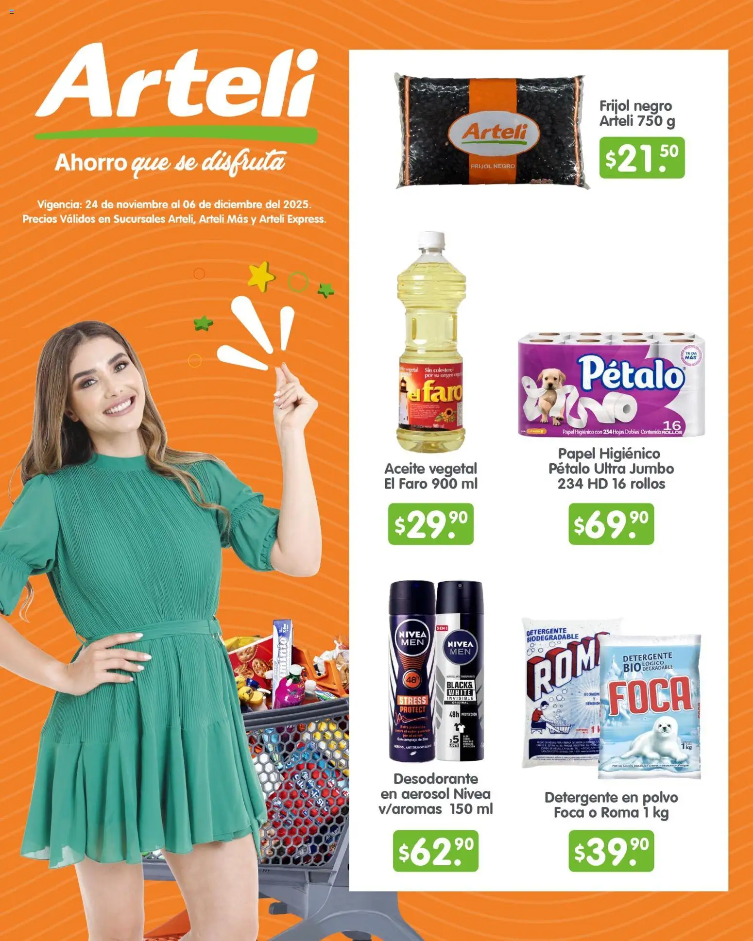 Nuevas ofertas de Arteli válidas en toda la República Mexicana desde el 24.11.2025. ¡Encuentra las mejores ofertas en Arteli folleto Quincenal! | Página: 1 | Productos: Detergente, Aceite, Papel higiénico, Polvo