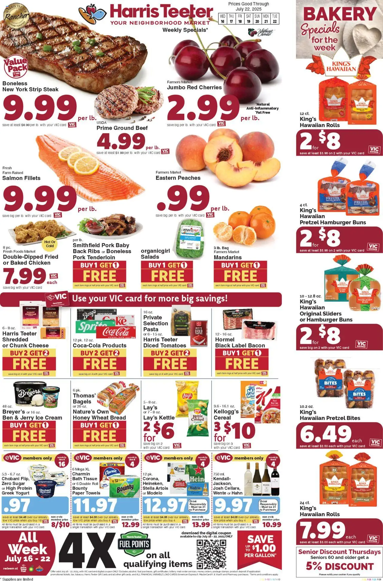 Harris Teeter Weekly Ad - valid from 16.07.2025 | Page: 1 | Products: Peaches, Tomatoes, Beef, Pasta
