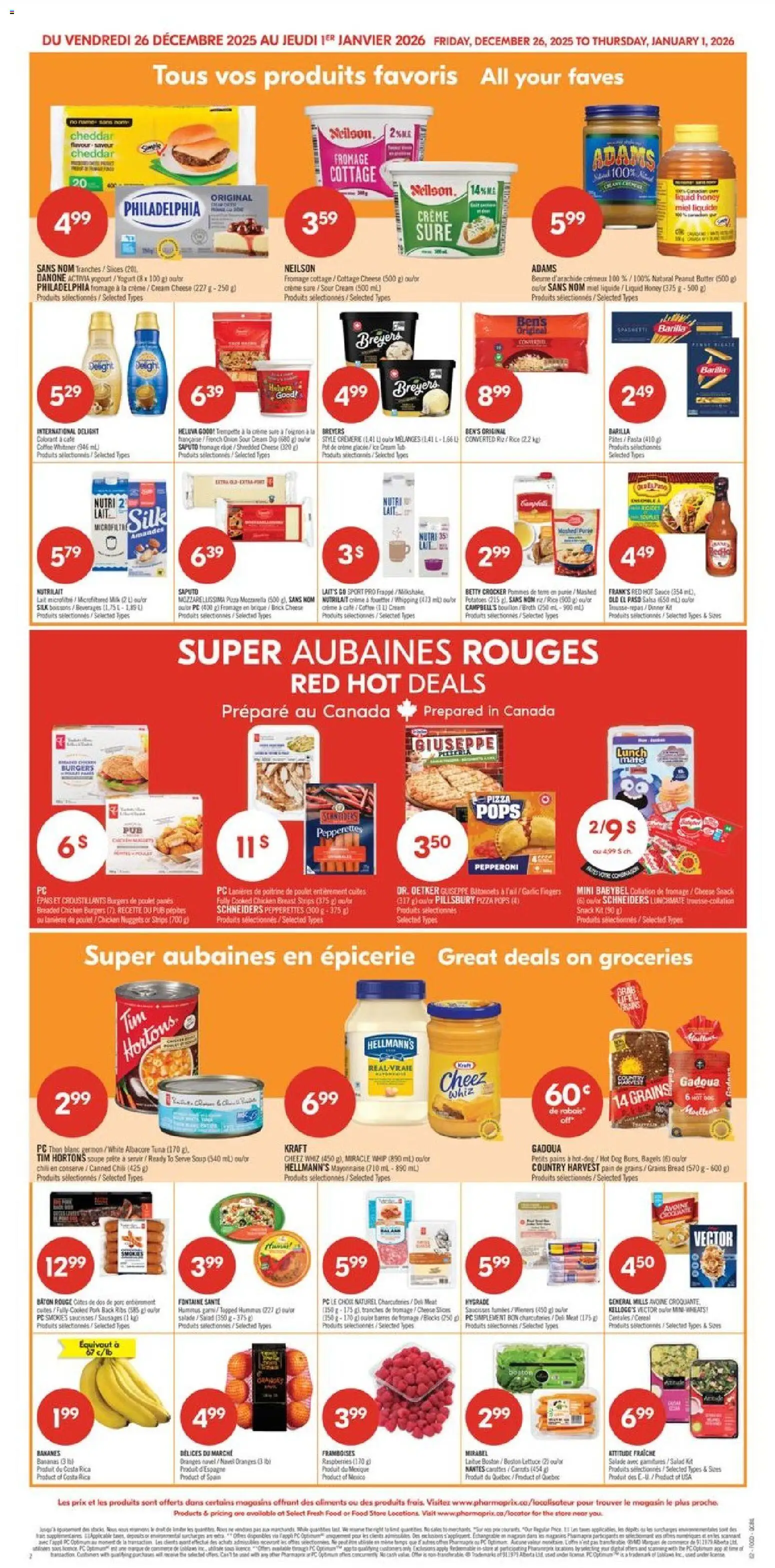 Pharmaprix flyer valid from 26.12.2025 | Page: 3 | Products: Cream, Butter, Yogurt, Chicken