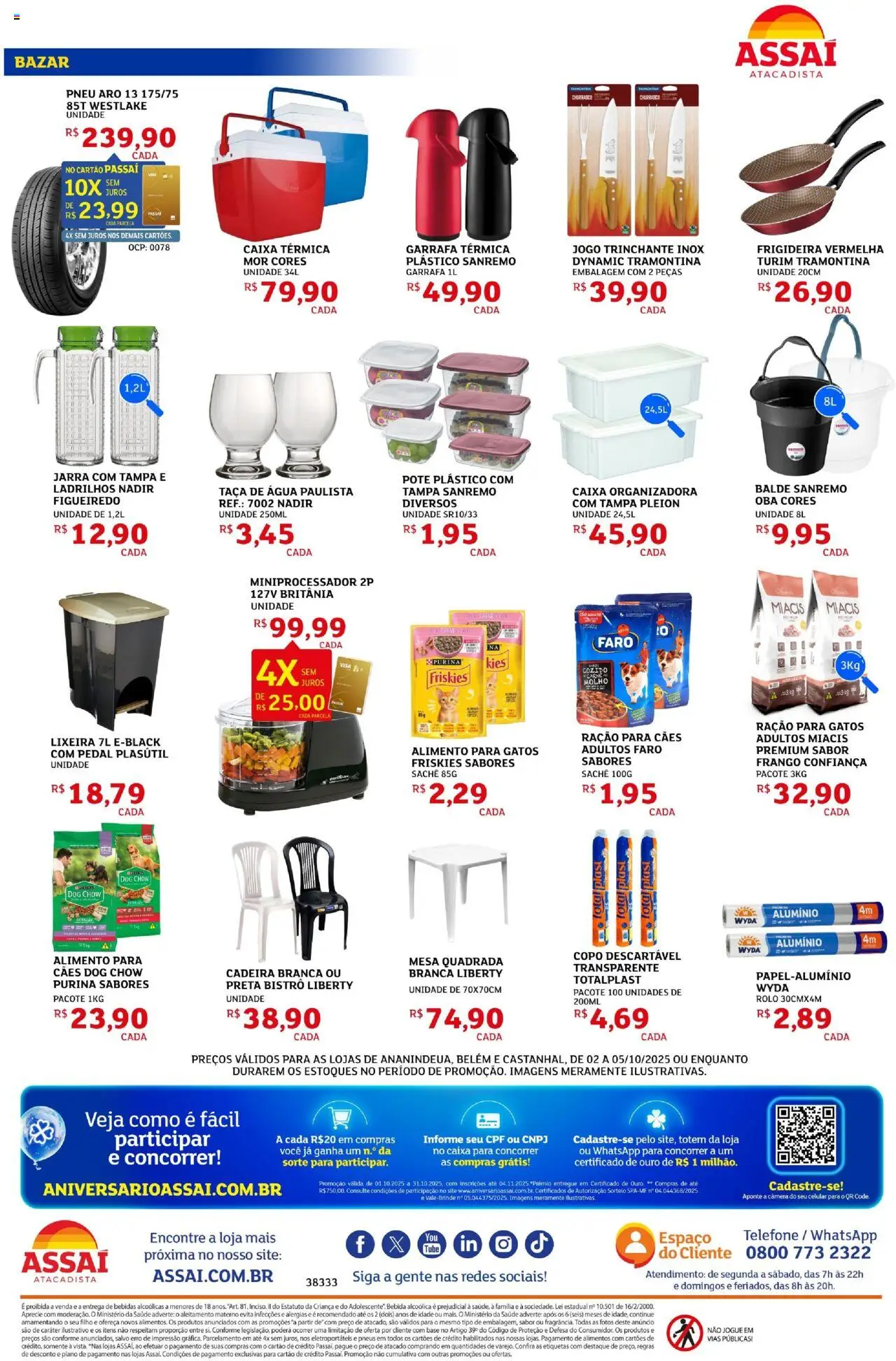 Assaí Atacadista Folheto - válido de 02.10.2025 | Página: 8 | Produtos: Mesa, Garrafa térmica, Base, Câmera