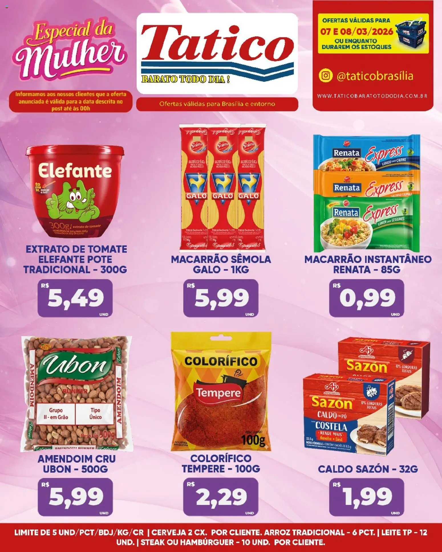 Tatico Folheto - válido de 07.03.2026 | Página: 4 | Produtos: Amendoim, Arroz, Macarrão, Macarrão instantâneo