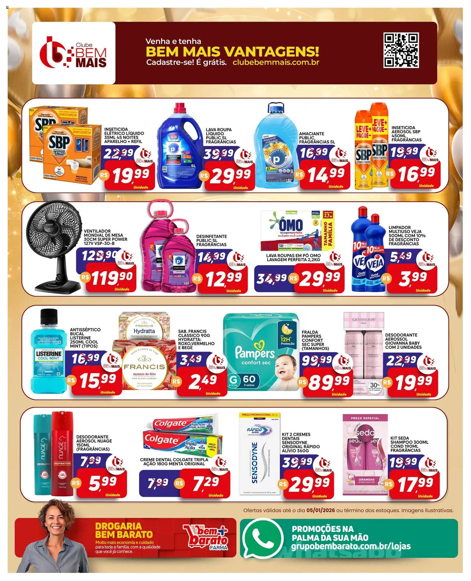 Supermercado Bem Barato Folheto - válido de 30.12.2025 | Página: 5 | Produtos: Pampers, Limpador multiuso, Fraldas, Desinfetante