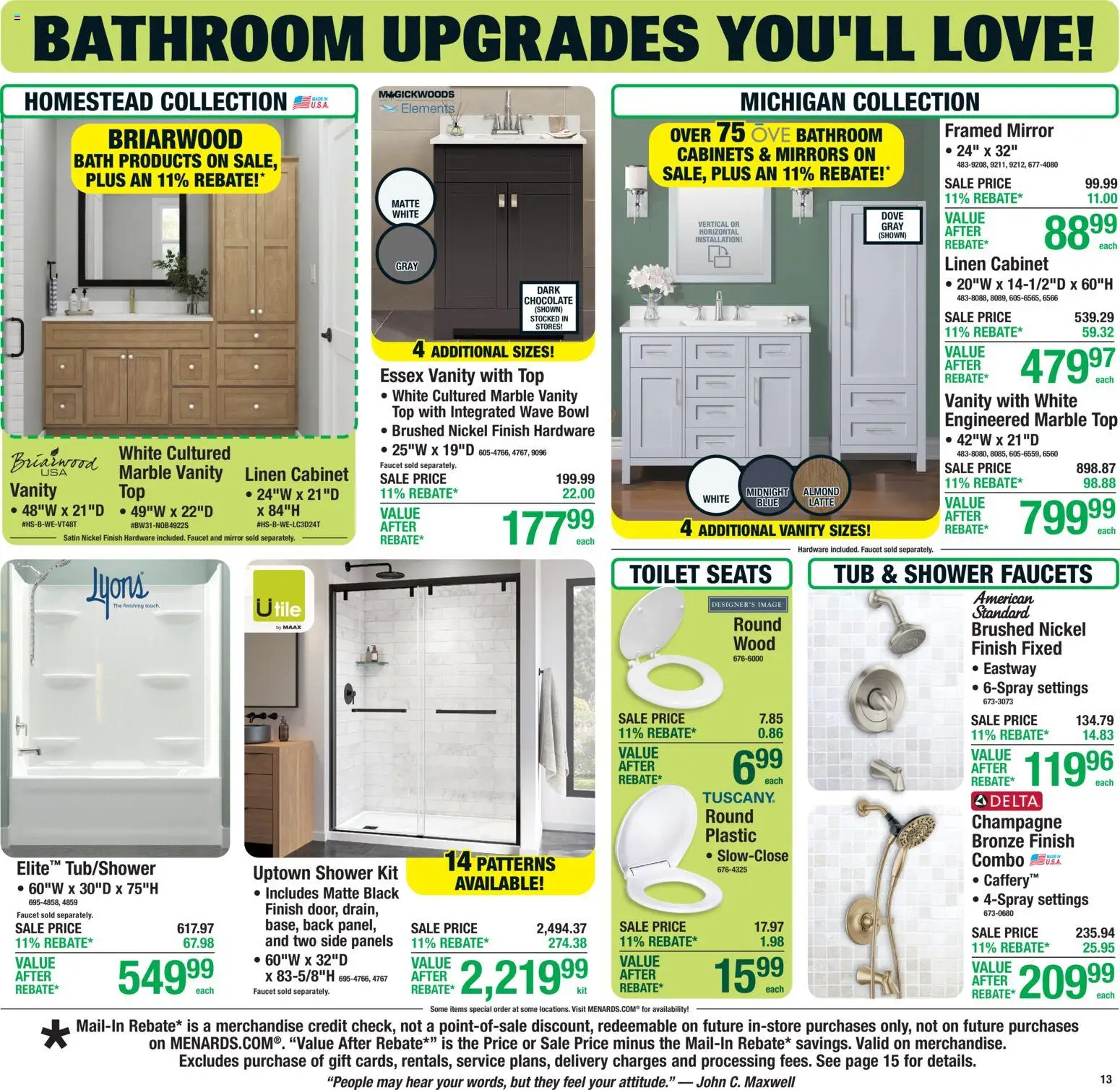 Menards Weekly Ad - valid from 15.02.2026 | Page: 18 | Products: Bath, Shower, Mirror, Chocolate