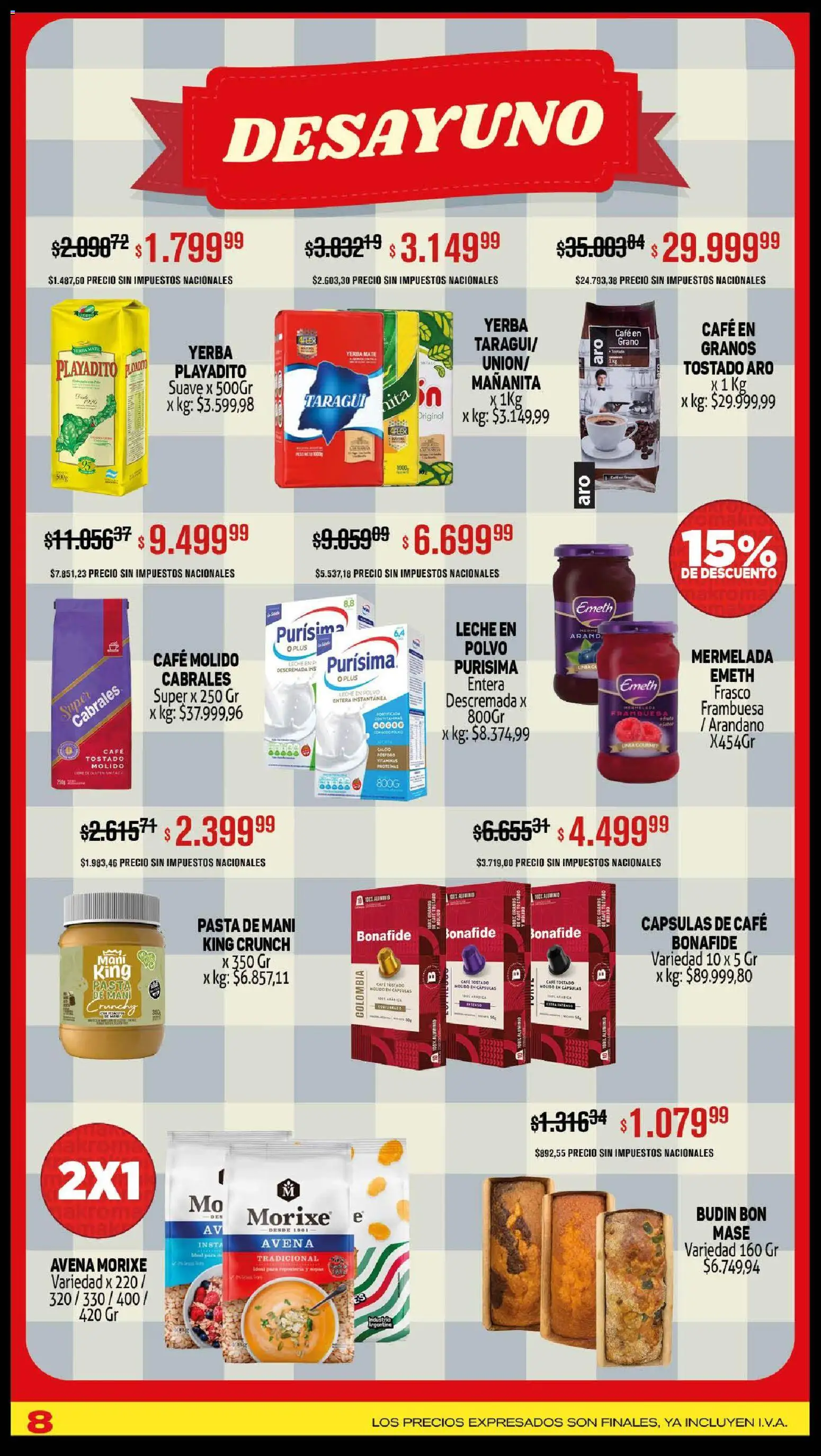 Makro ofertas │ válido desde el 23.10.2025 | Página: 8 | Productos: Avena, Sopa, Café, Pasta