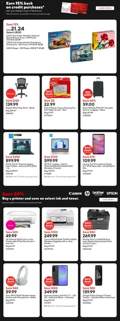 Preview of Staples weekly flyer / circulaire from shop Staples valid from 12.12.2025 | Page: 3 | Products: Luggage, Printer, Microphone, Chair