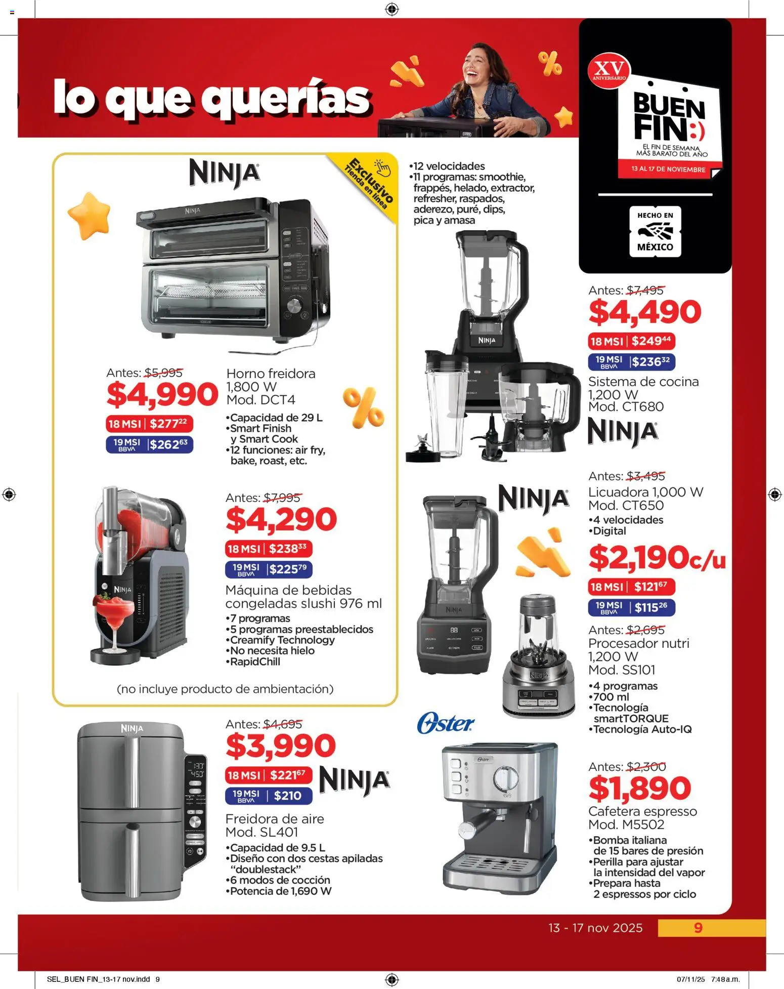 Nuevas ofertas de Chedraui válidas en toda la República Mexicana desde el 13.11.2025. ¡Encuentra las mejores ofertas en Chedraui Buen Fin! | Página: 9 | Productos: Horno, Freidora de aire, Licuadora, Freidora