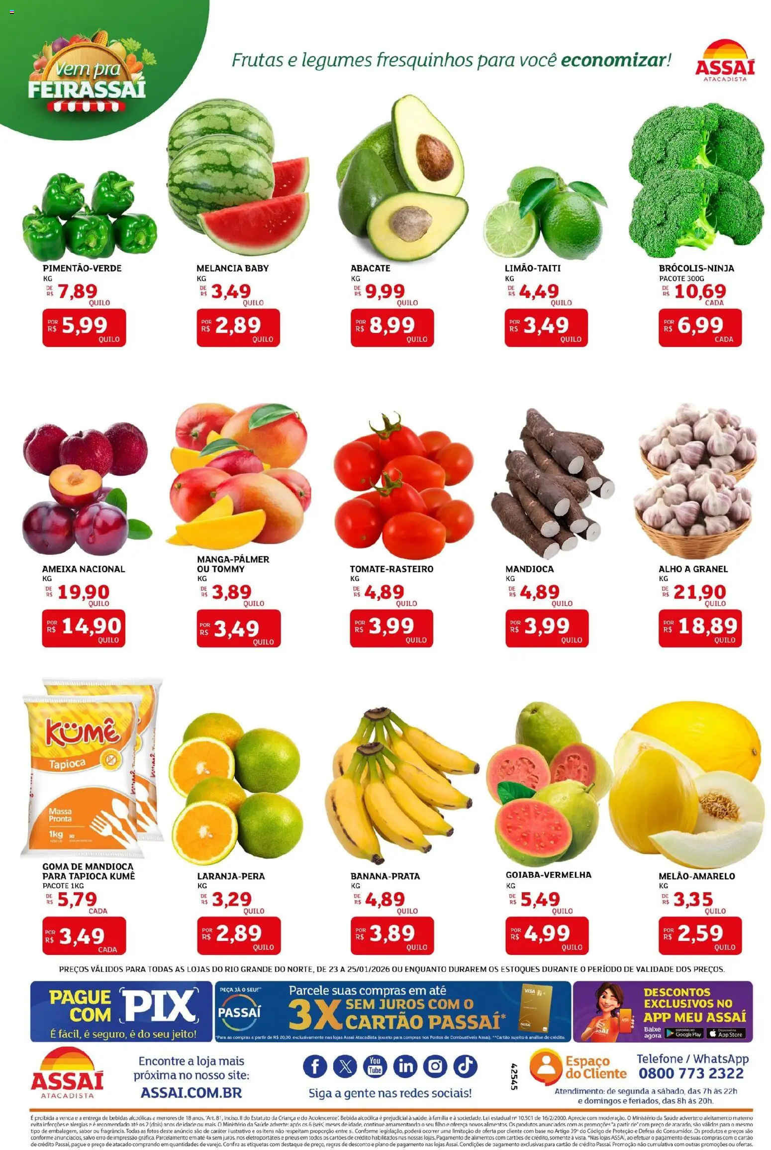 Assaí Atacadista Folheto - válido de 23.01.2026 | Página: 3 | Produtos: Melancia, Pneus, Base, Bebida