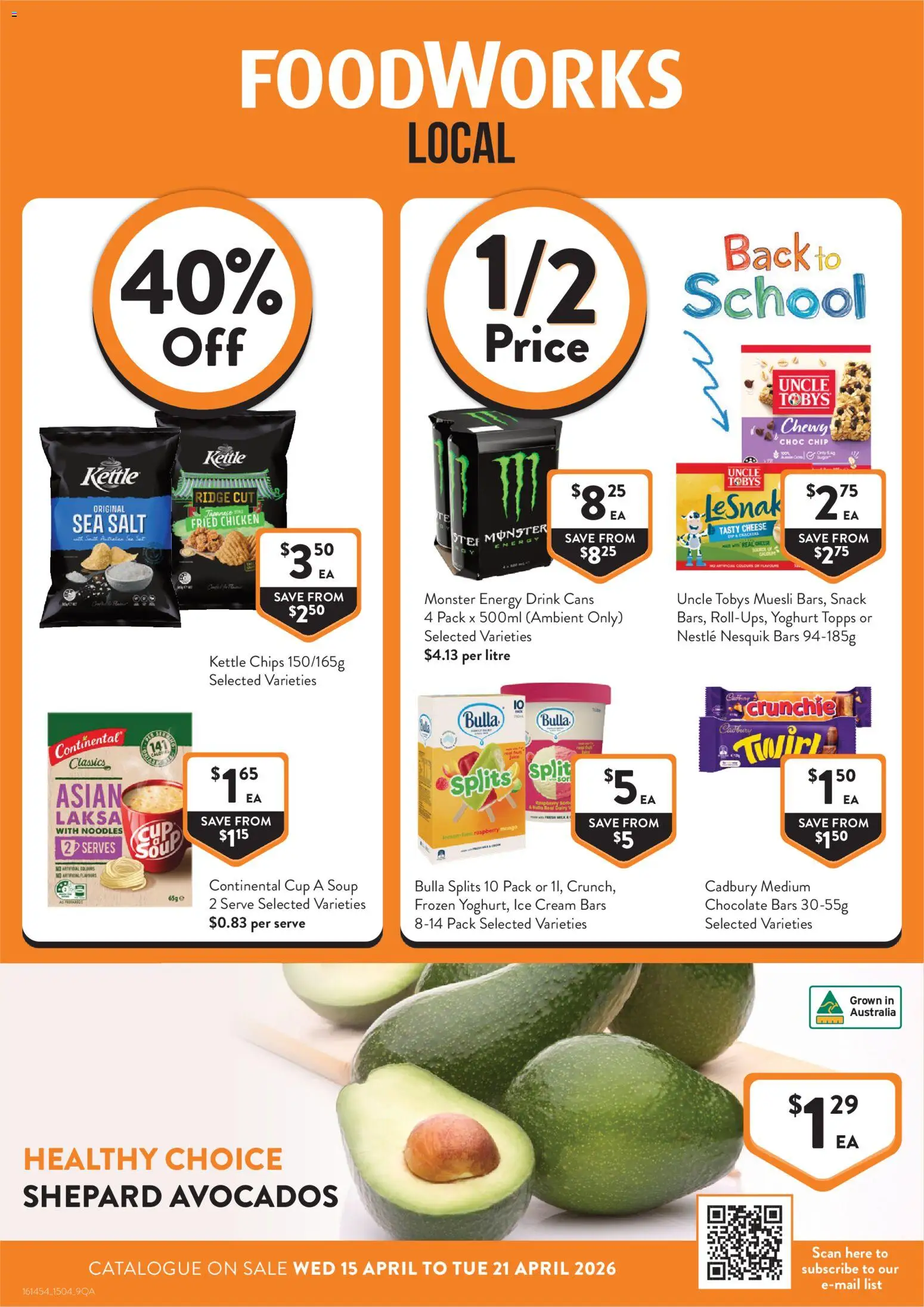 Foodworks catalogue - valid from 15.04.2026 | Page: 1 | Products: Chicken, Noodles, Lemon, Raspberry