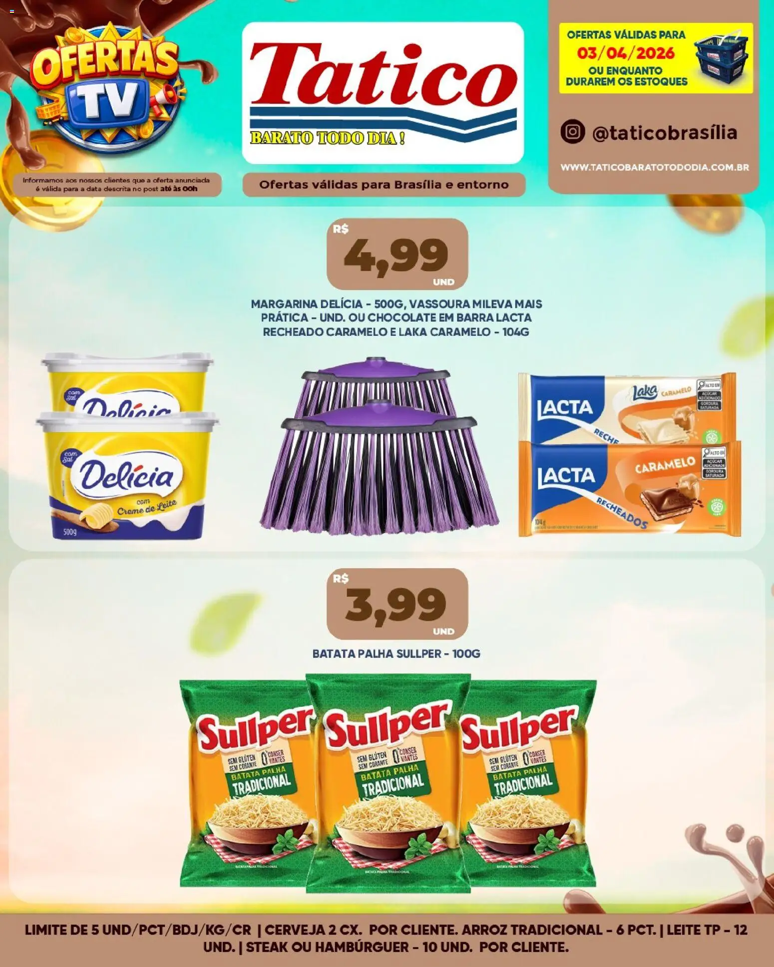 Tatico Folheto - válido de 03.04.2026 | Página: 3 | Produtos: Chocolate, Cerveja, Creme de leite, Vassoura