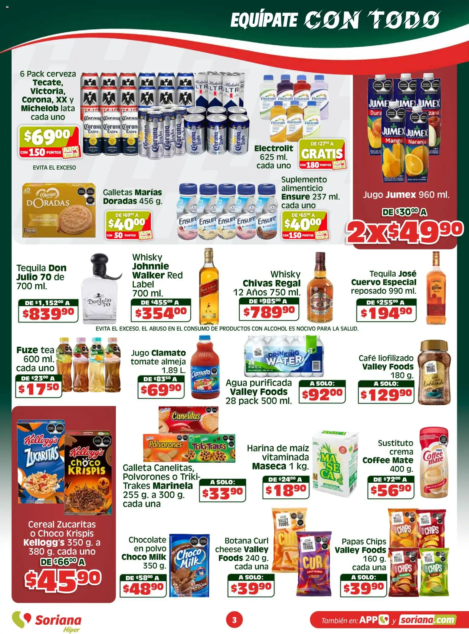 Nuevas ofertas de Soriana válidas en toda la República Mexicana desde el 23.04.2026. ¡Encuentra las mejores ofertas en Soriana En México apoyamos con todo - Híper Nacional! | Página: 3 | Productos: Maíz, Tomate, Café, Chocolate