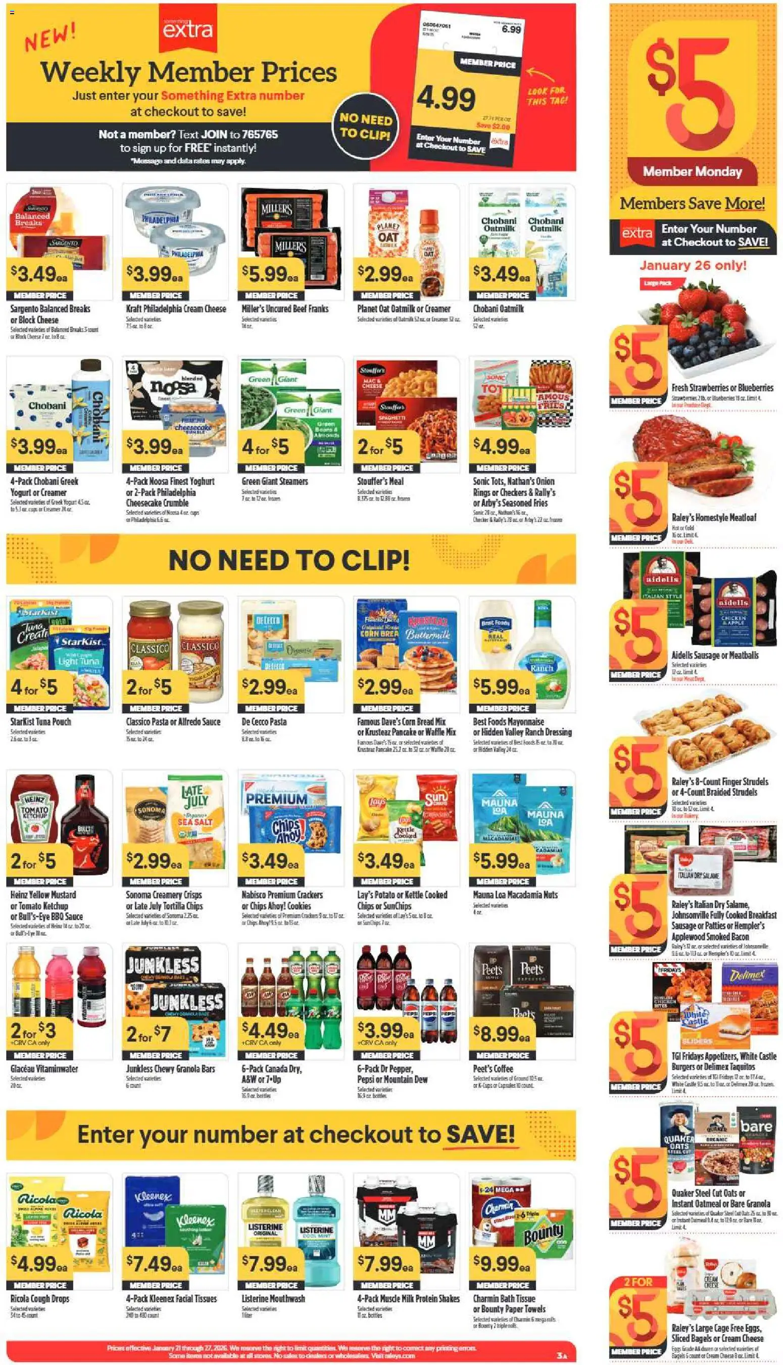 Raley's Weekly Ad - valid from 21.01.2026 | Page: 3 | Products: Corn, Bath, Bread, Cream
