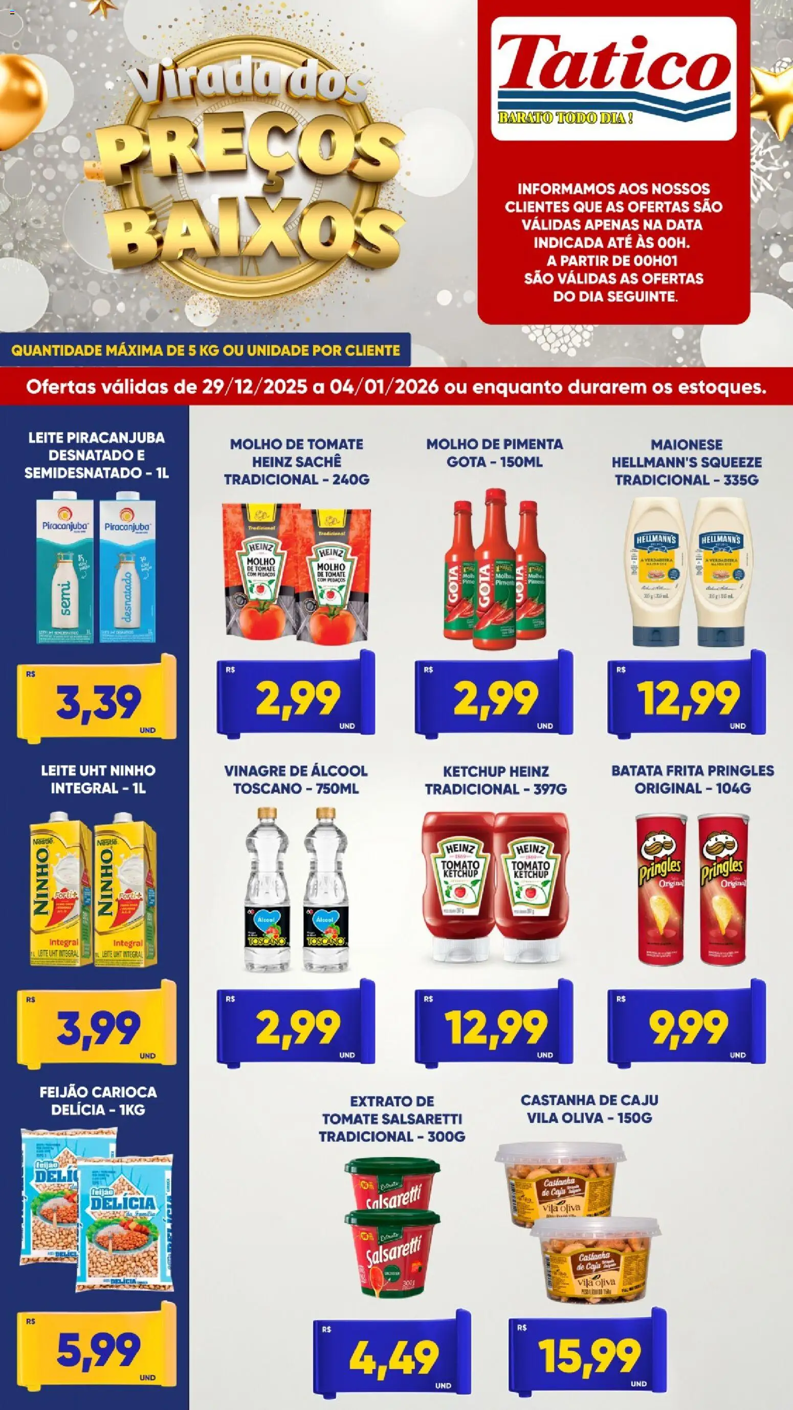 Tatico Folheto - válido de 29.12.2025 | Página: 3 | Produtos: Caju, Feijão, Vinagre, Batata