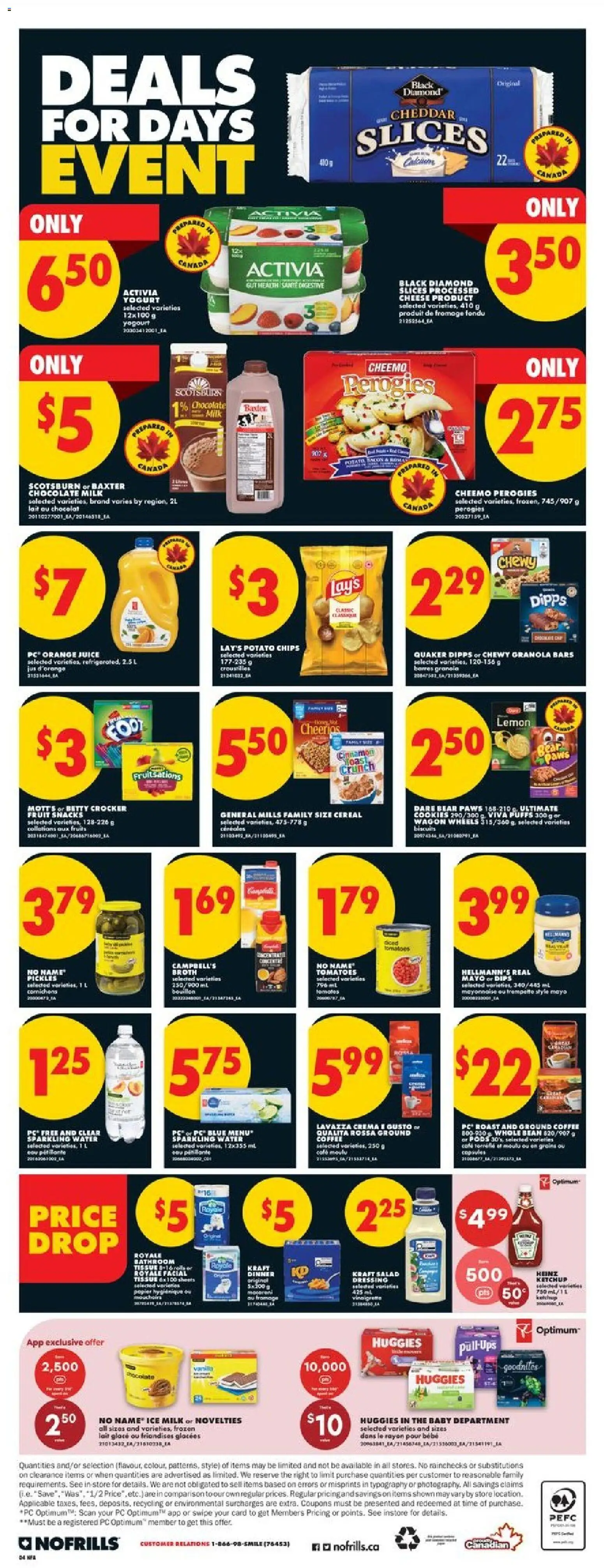 No Frills flyer valid from 23.04.2026 | Page: 5 | Products: Cream, PC, Chocolate, Juice