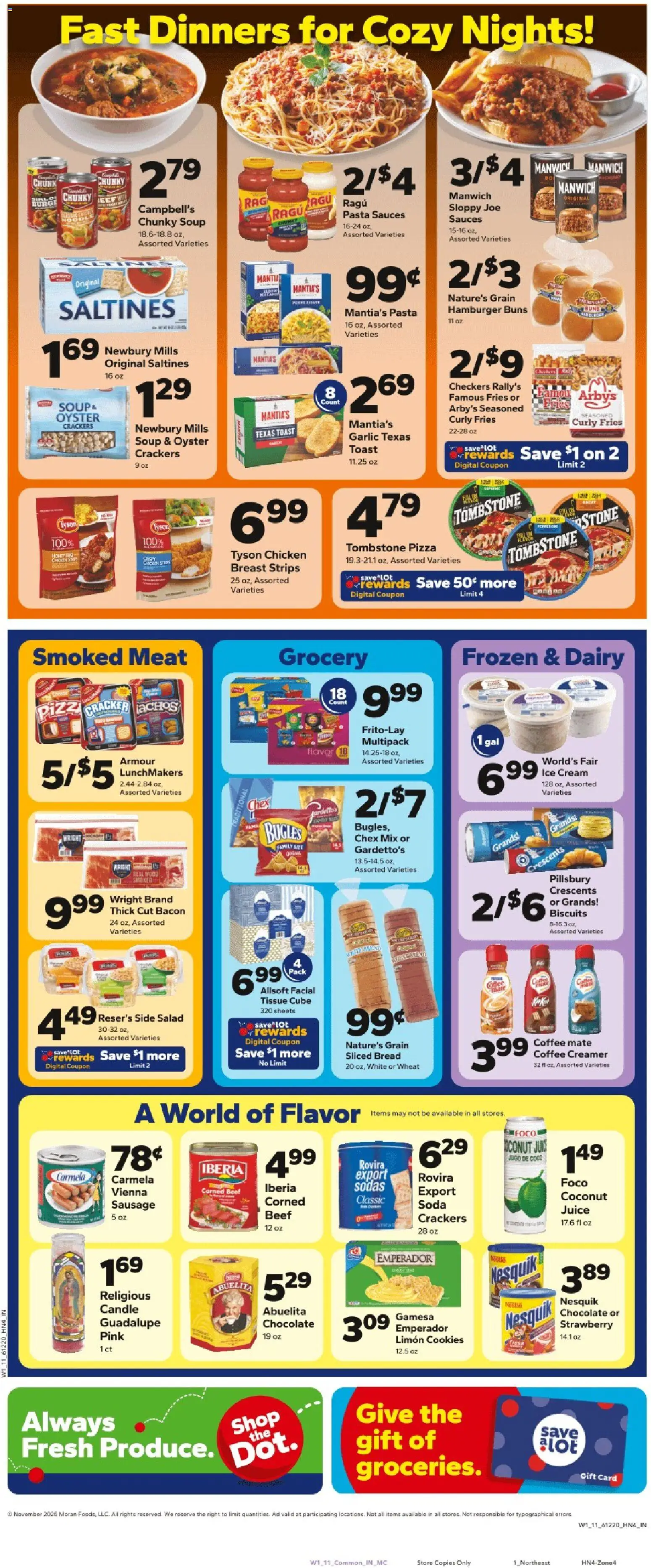 Save a Lot Weekly Ad - valid from 29.10.2025 | Page: 2 | Products: Chocolate, Pizza, Ice cream, Salad