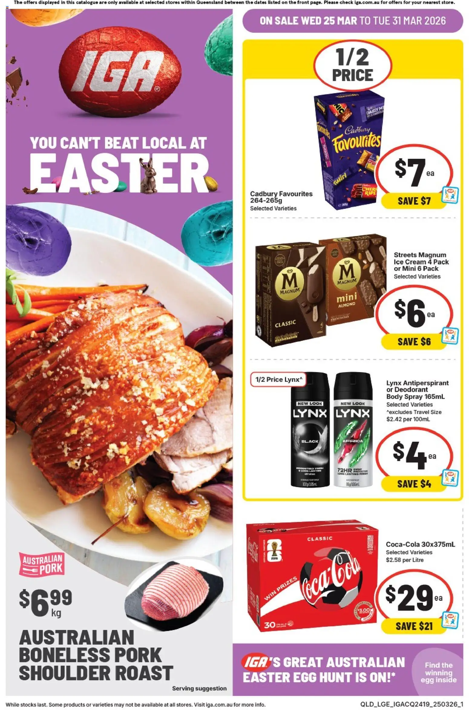 IGA catalogue - valid from 25.03.2026 | Page: 1 | Products: Dairy, Antiperspirant, Cream, Ice cream