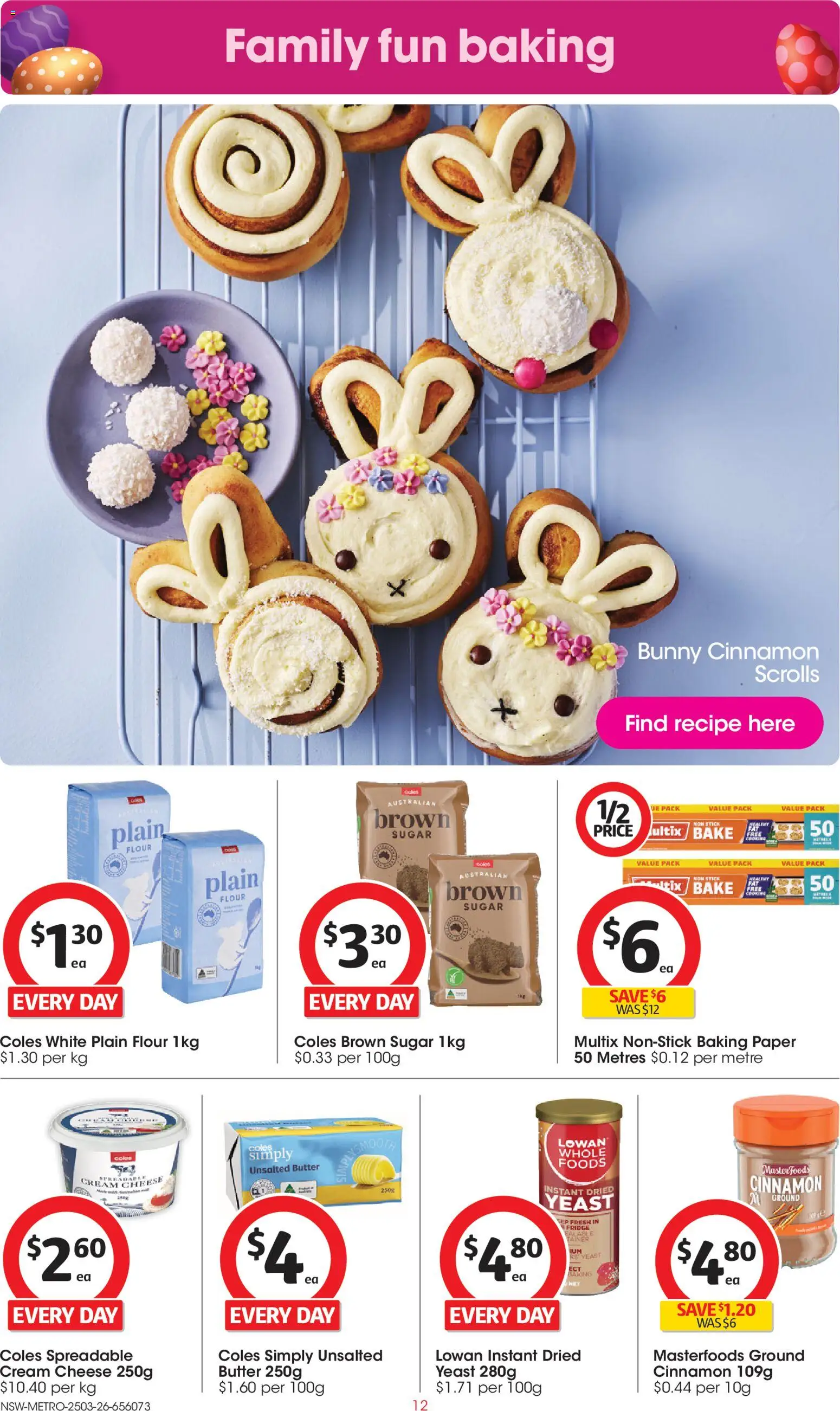 Coles catalogue - valid from 25.03.2026 | Page: 12 | Products: Butter, Cheese, Flour, Sugar