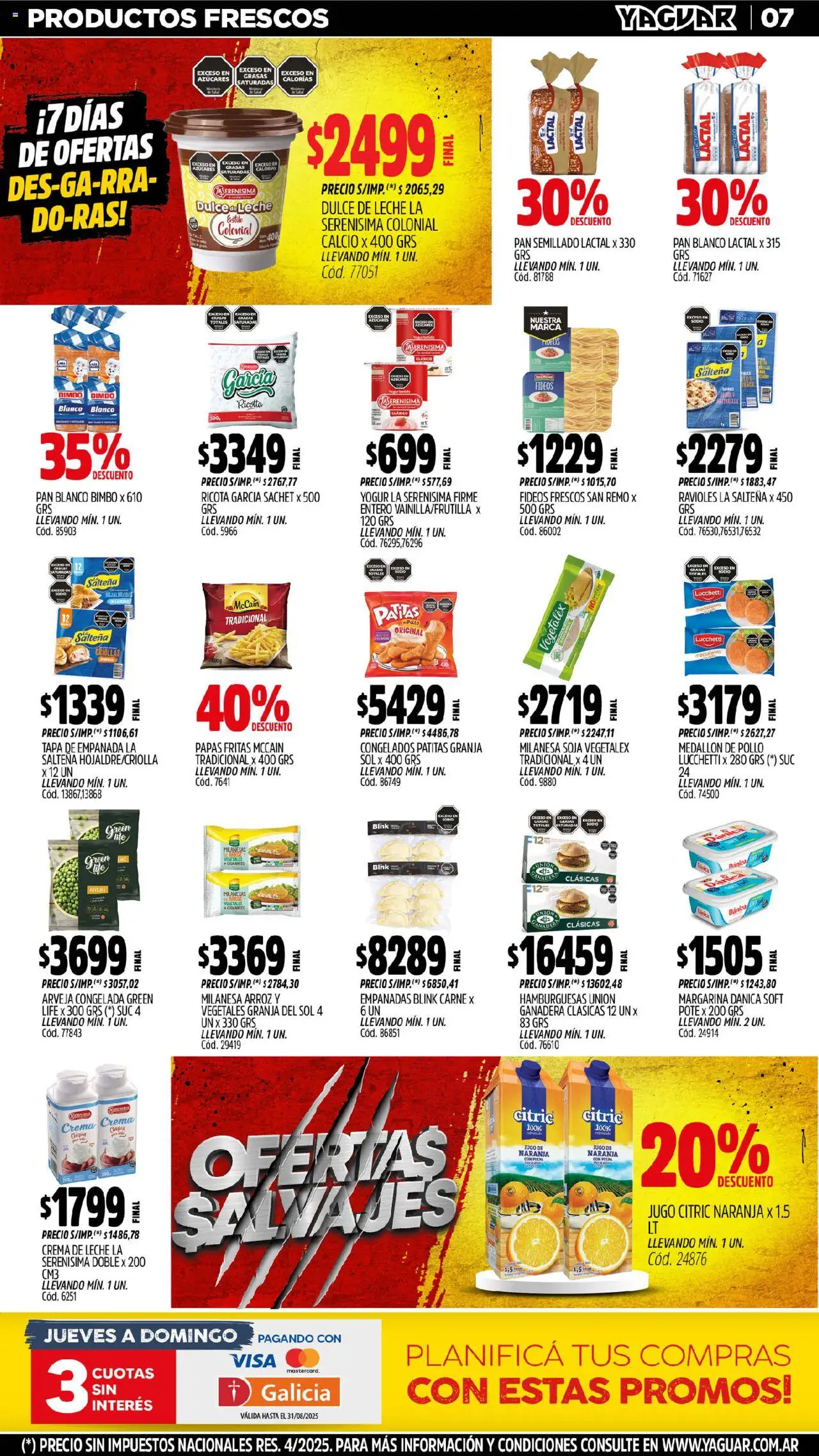 Yaguar - Maschwitz │ válido desde el 11.08.2025 | Página: 7 | Productos: Arvejas, Margarina, Fideos, Papas fritas