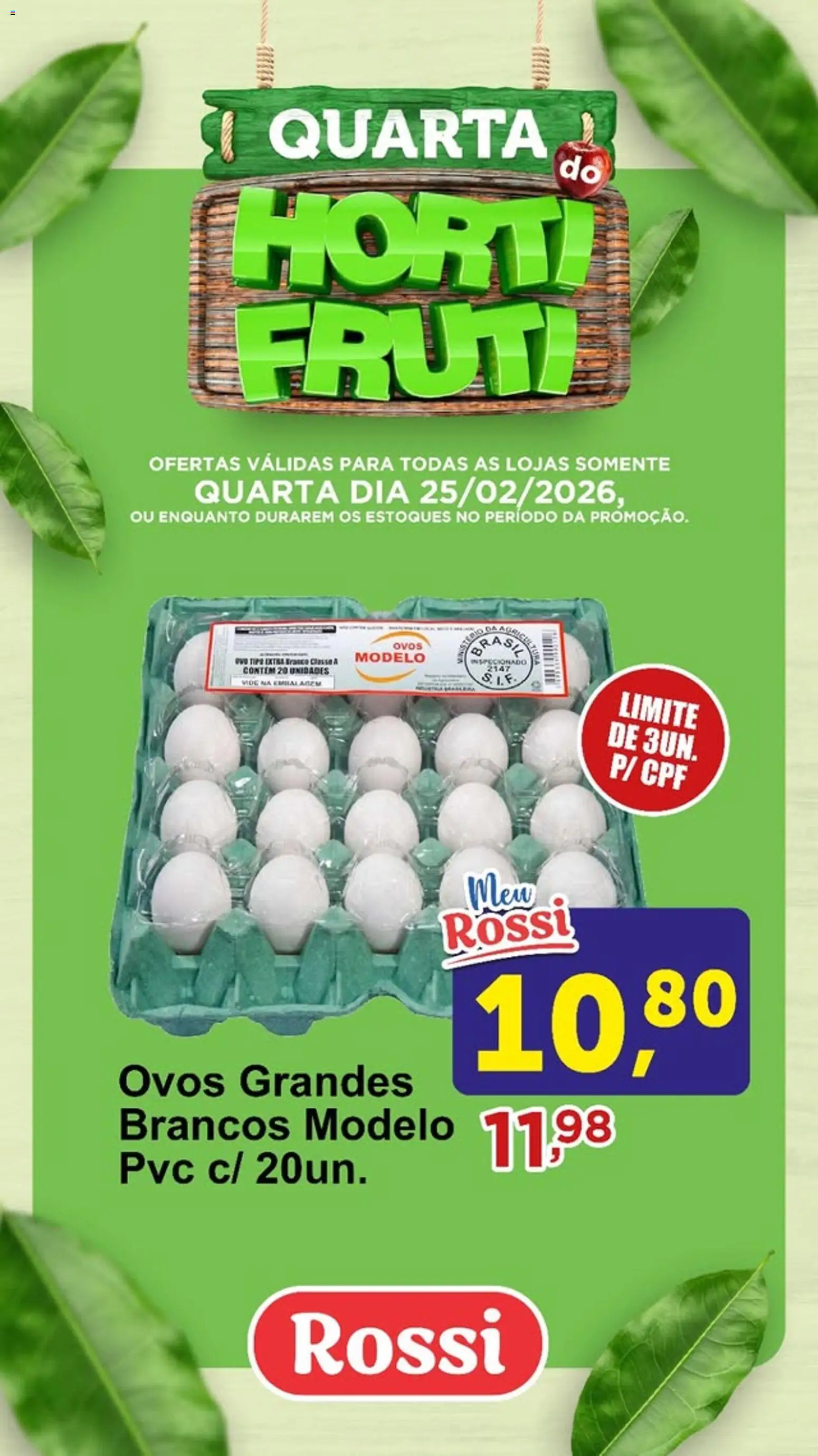 Rossi Supermercados Folheto - válido de 25.02.2026 | Página: 1 | Produtos: Ovos