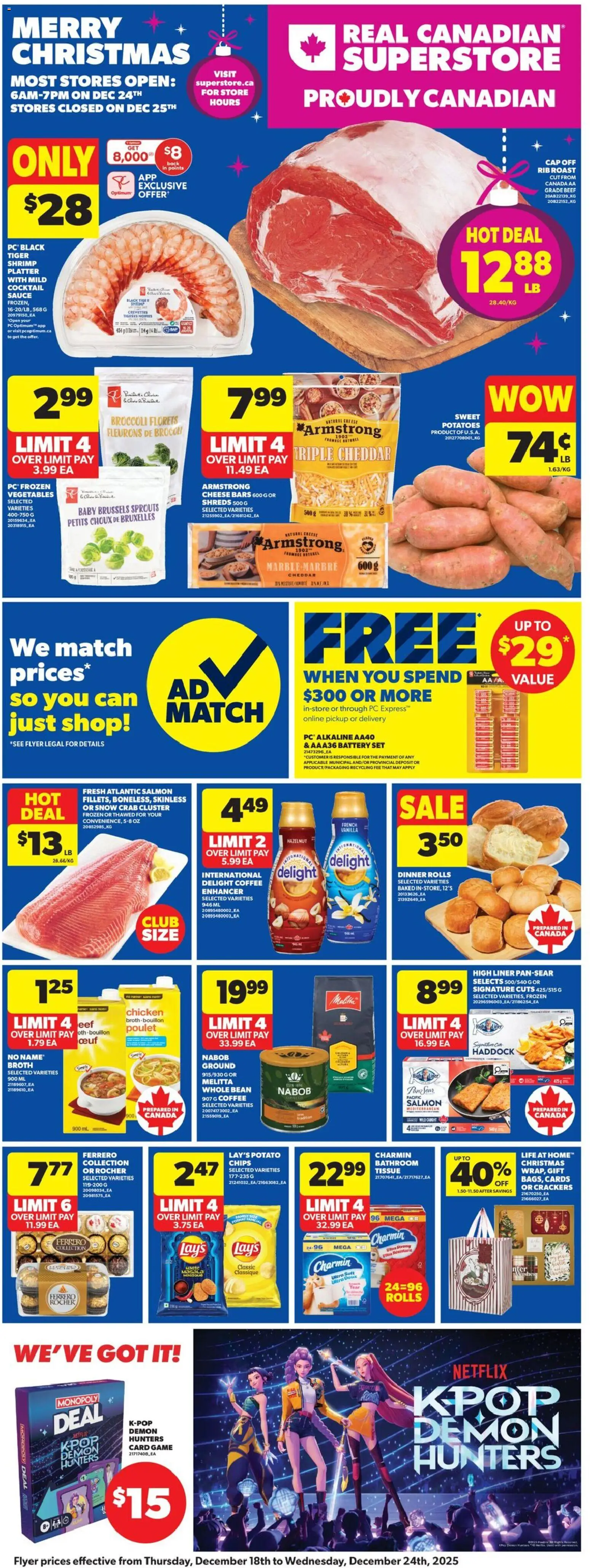 Real Canadian Superstore flyer valid from 18.12.2025 | Page: 4 | Products: Chips, Cap, Potatoes, Battery