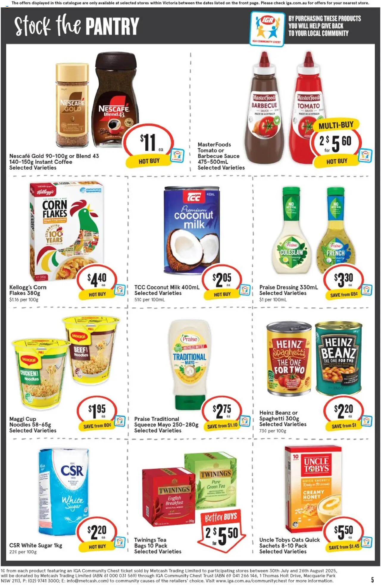 IGA catalogue - valid from 13.08.2025 | Page: 5 | Products: Chips, Fruits, Salt, Soft drinks