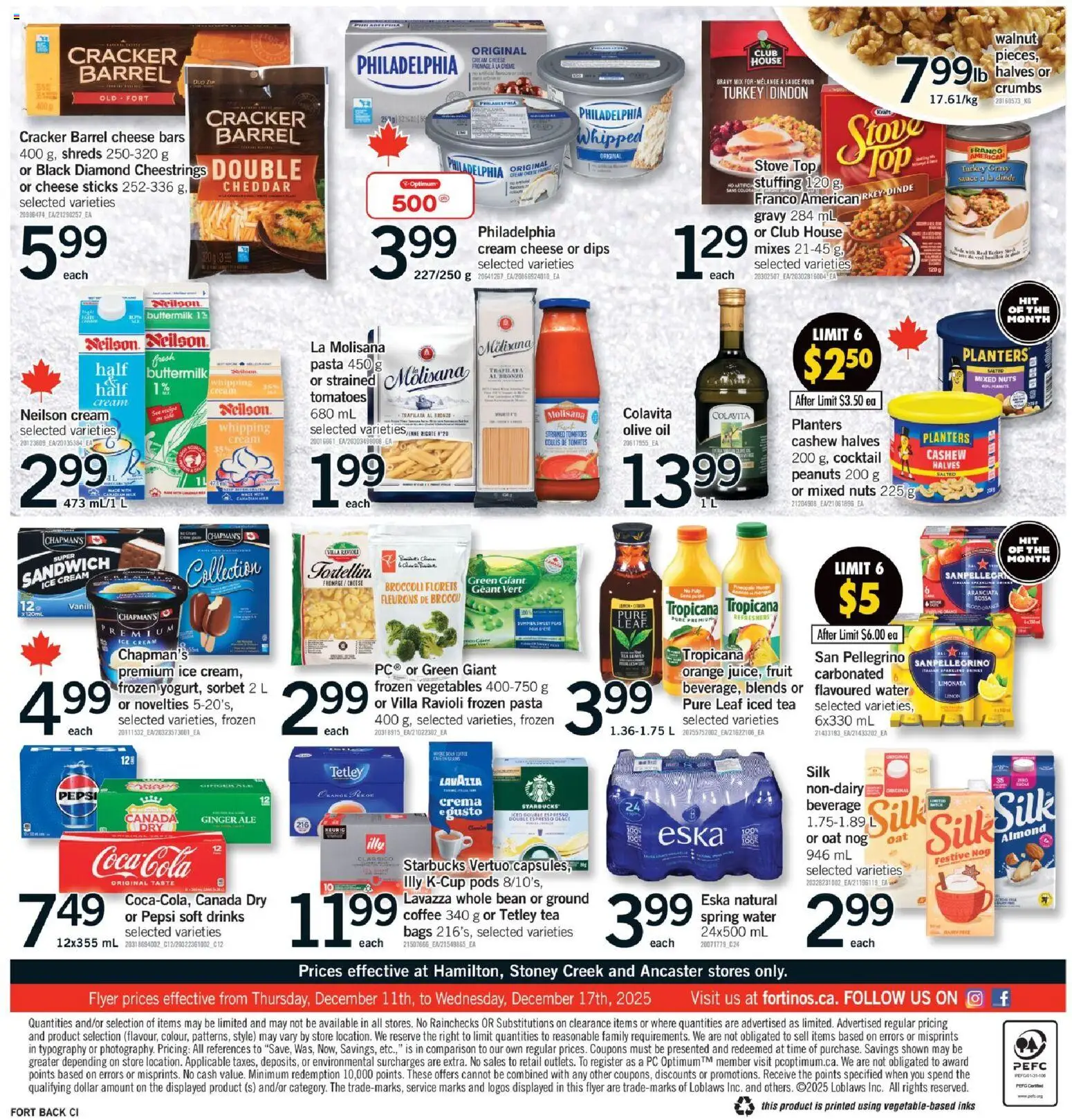 Fortinos flyer valid from 11.12.2025 | Page: 2 | Products: Tea, Ice cream, Cheese, Coffee