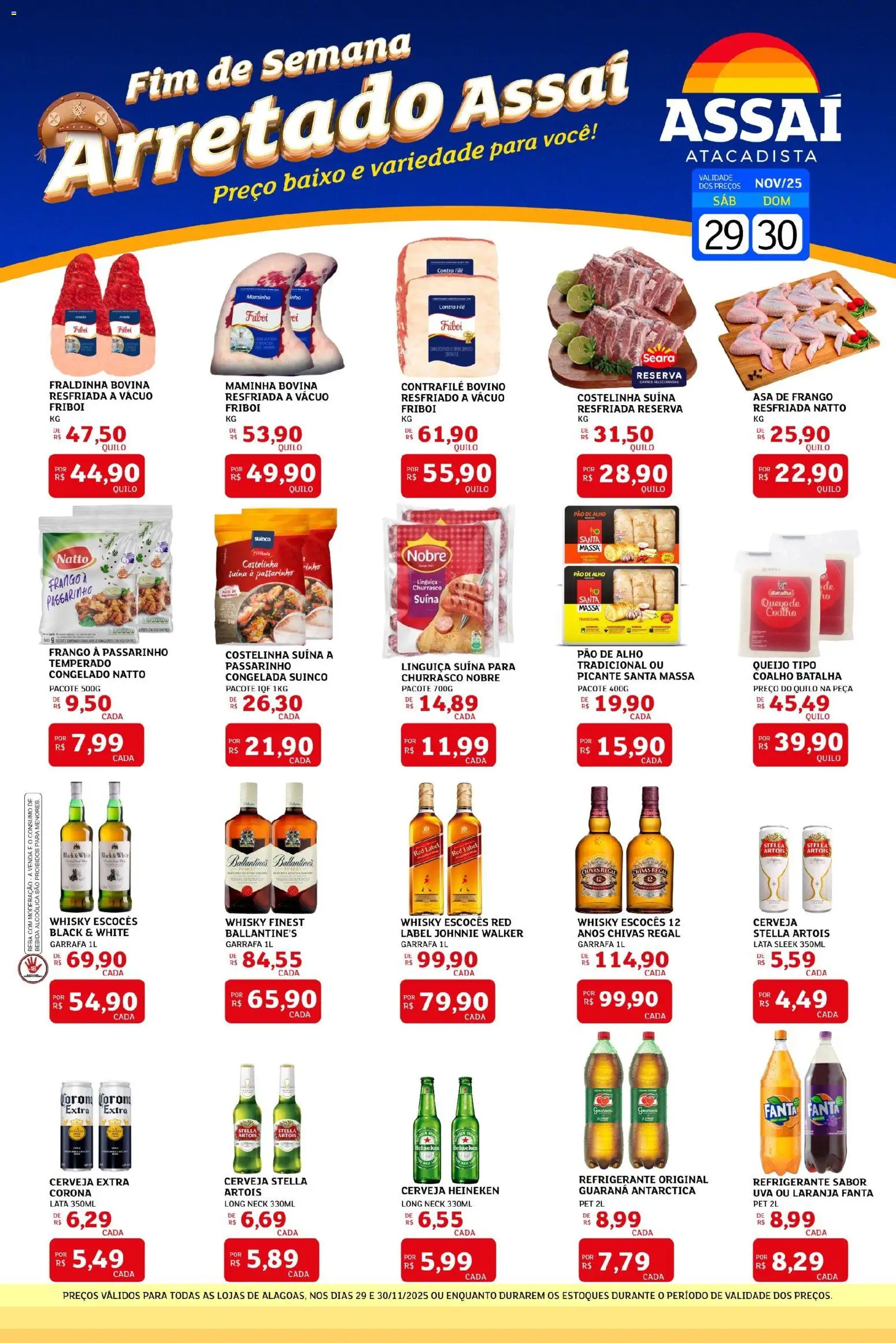 Assaí Atacadista Folheto - válido de 29.11.2025 | Página: 1 | Produtos: Guaraná, Whisky, Pao de alho, Refrigerante