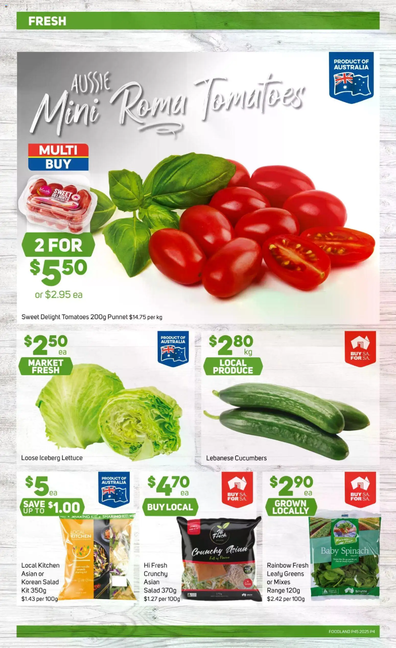 Foodland catalogue - valid from 05.11.2025 | Page: 4 | Products: Lettuce, Cucumbers, Salad, Greens