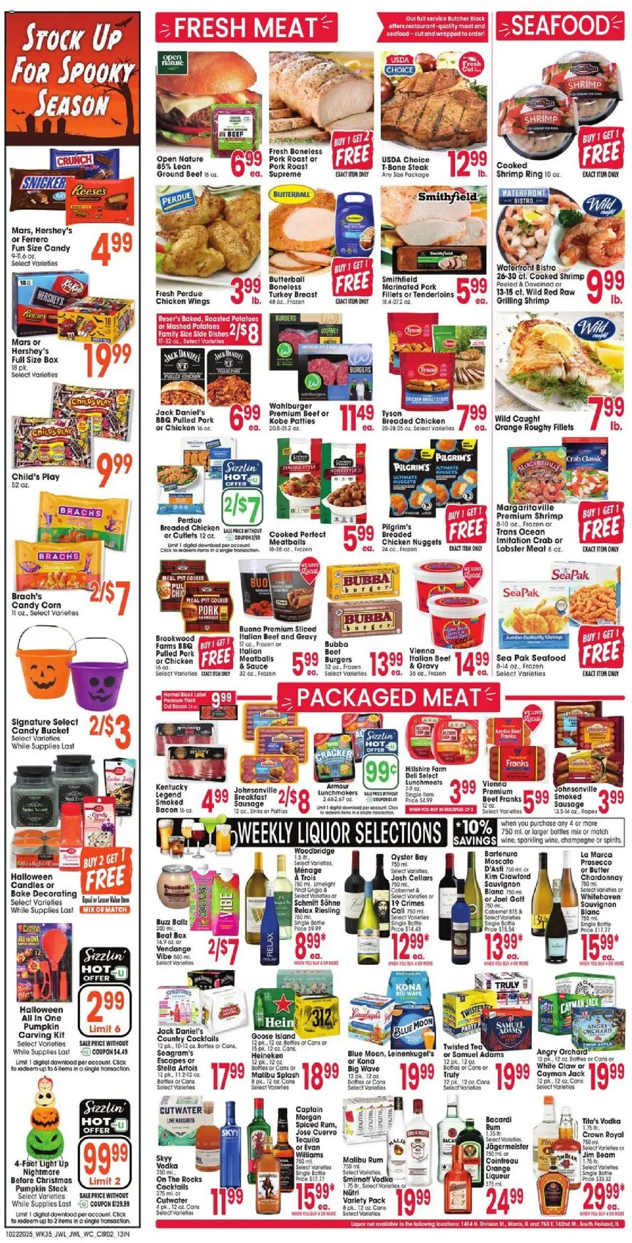 Jewel Osco Weekly Ad - IN - valid from 22.10.2025 | Page: 2 | Products: Corn, Vodka, Sauce, Seafood