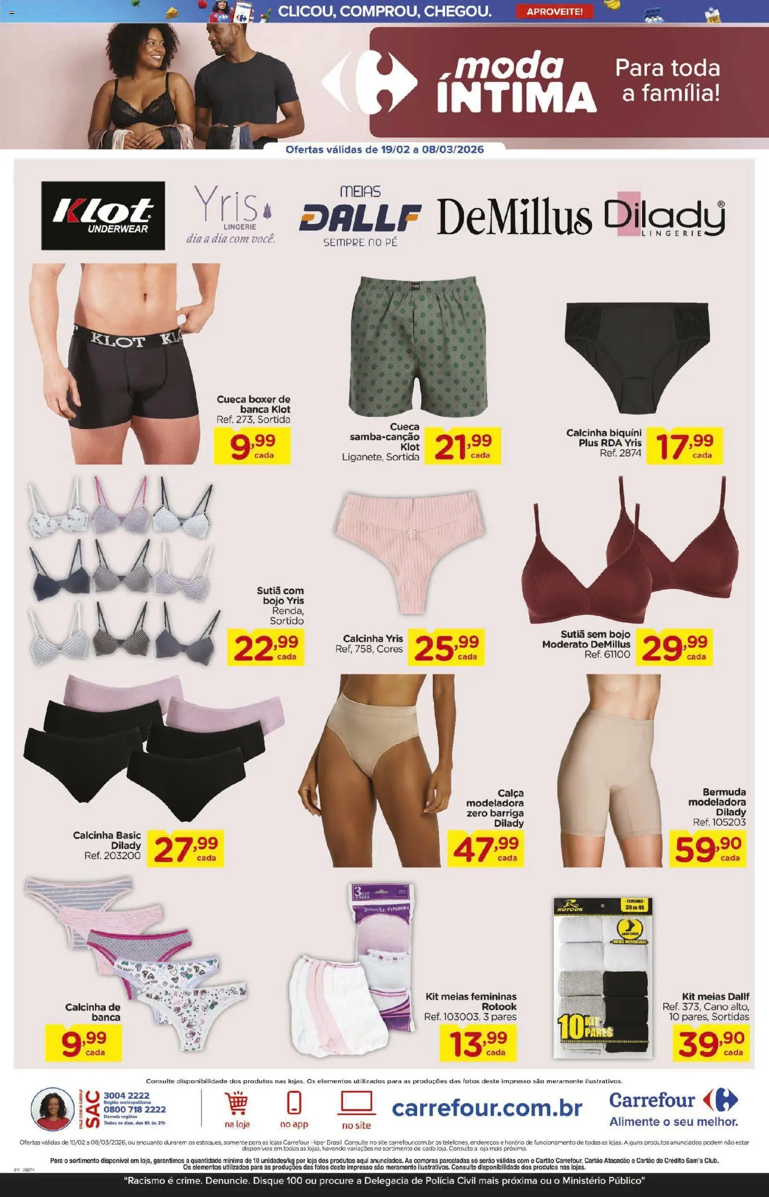 Carrefour Folheto - válido de 19.02.2026 | Página: 2 | Produtos: Biquíni, Lingerie, Calça, Sutiã