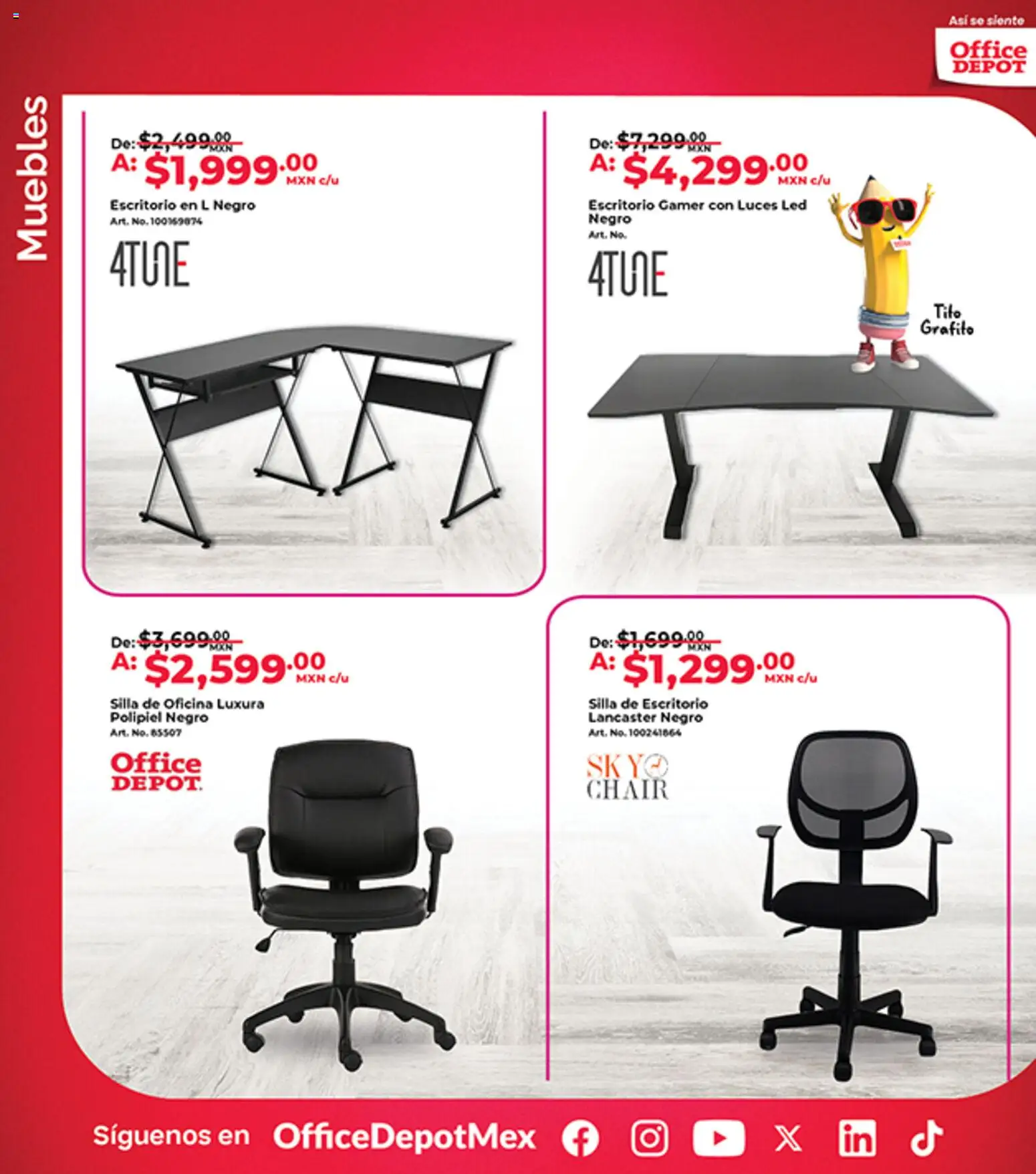 Nuevas ofertas de Office Depot válidas en toda la República Mexicana desde el 01.03.2026. ¡Encuentra las mejores ofertas en Office Depot catálogo! | Página: 16 | Productos: Silla, Escritorio