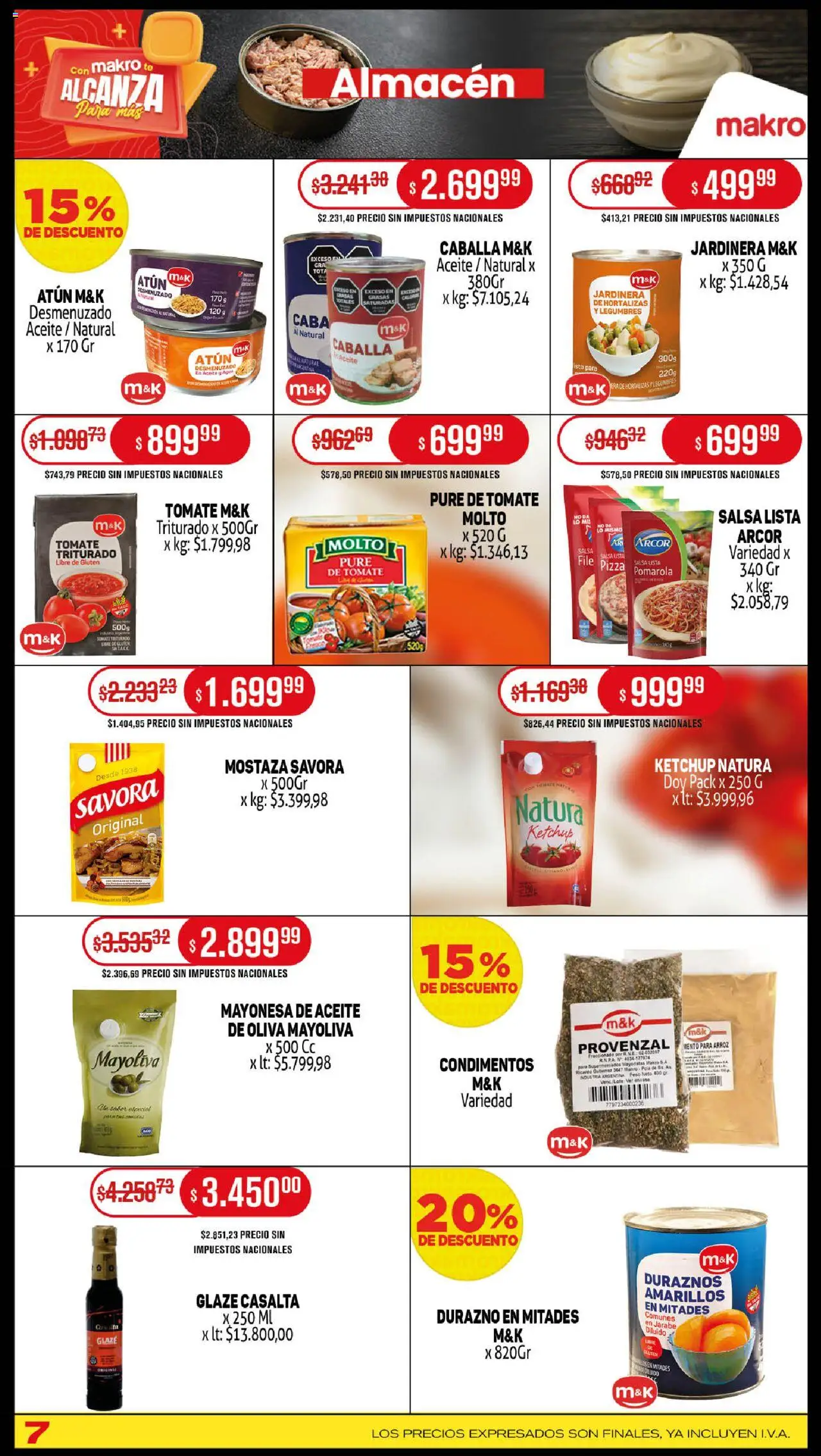 Makro ofertas │ válido desde el 02.10.2025 | Página: 7 | Productos: Durazno, Oliva, Pizza, Provenzal