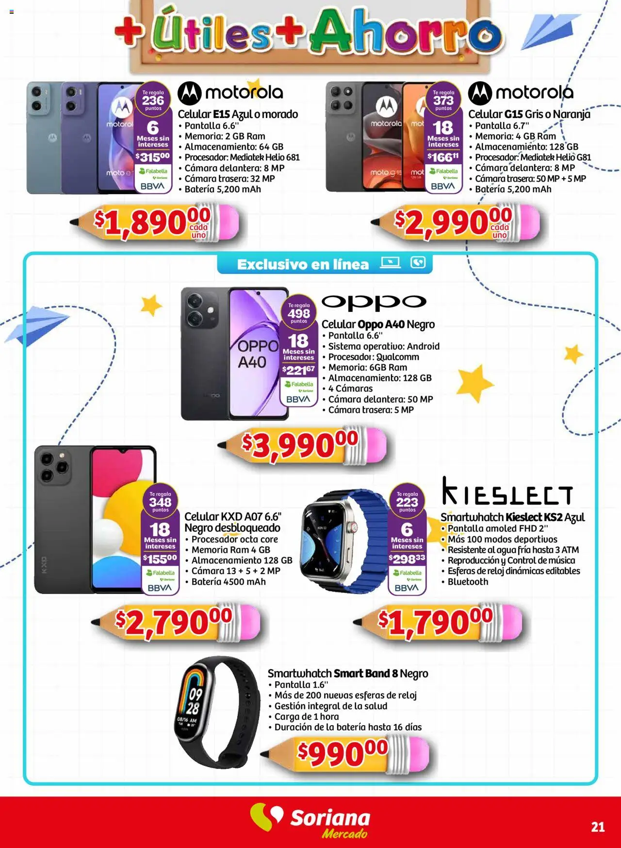 Nuevas ofertas de Soriana válidas en toda la República Mexicana desde el 14.08.2025. ¡Encuentra las mejores ofertas en Soriana - Más Útiles más Ahorro Mercado Nacional! | Página: 21 | Productos: Agua, Cámara, Té, Reloj