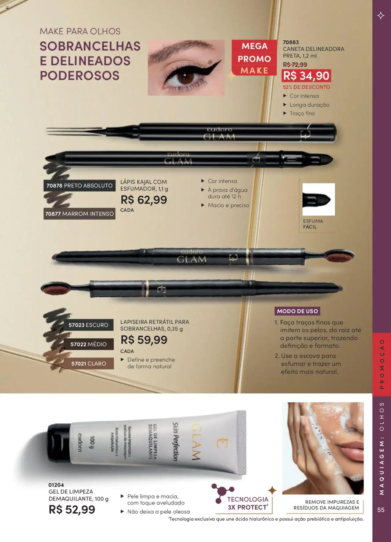 Eudora Folheto - válido de 08.09.2025 | Página: 55 | Produtos: Lápis, Caneta, Faca, Demaquilante