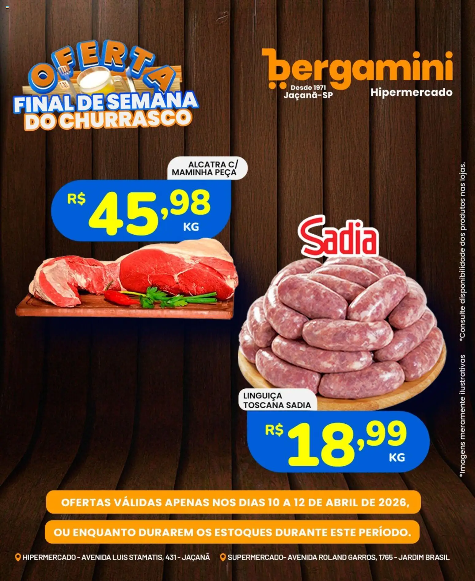 Supermercado Bergamini Folheto - válido de 10.04.2026 | Página: 2 | Produtos: Linguiça, Alcatra, Maminha